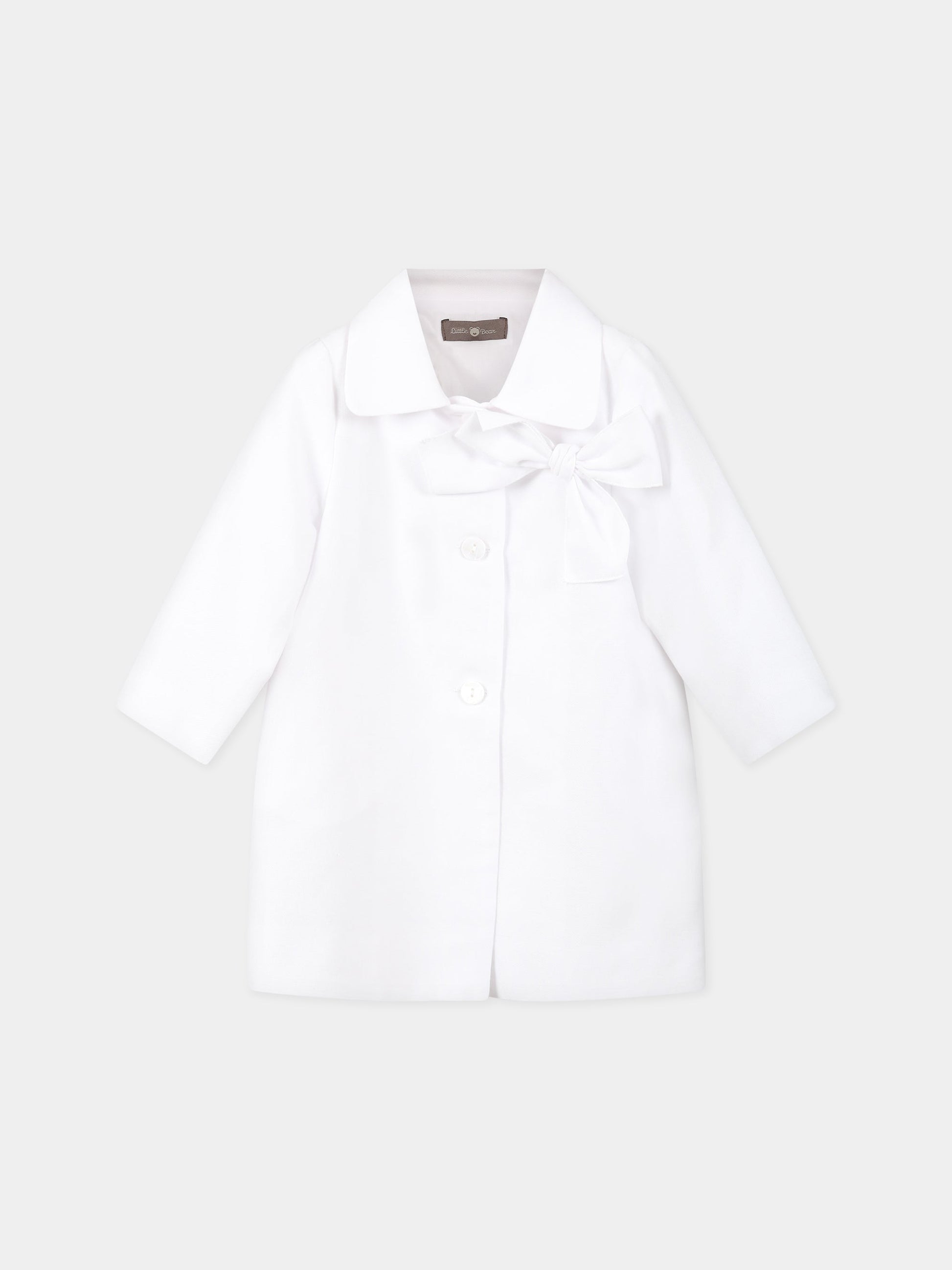 Cappotto bianco per neonata con fiocco,Little Bear,6247 BIANCO