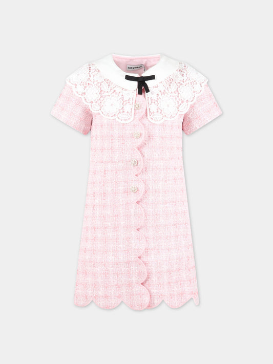 Vestito rosa per bambina con dettagli in pizzo,Self-portrait,RS23 714S P 22458527