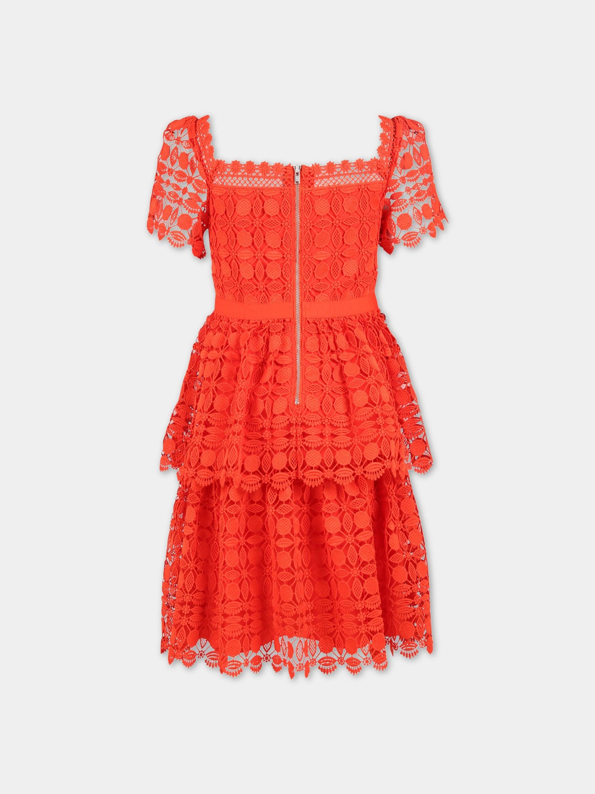 Vestito rosso per bambina con fiori in pizzo,Self-portrait,RS23 732S R 22458540