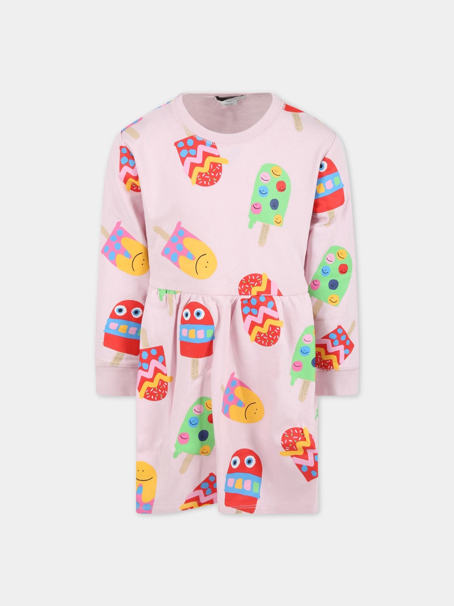 Vestito rosa per bambina con stampe,Stella Mccartney Kids,8Q1AH0 Z0169 500MC