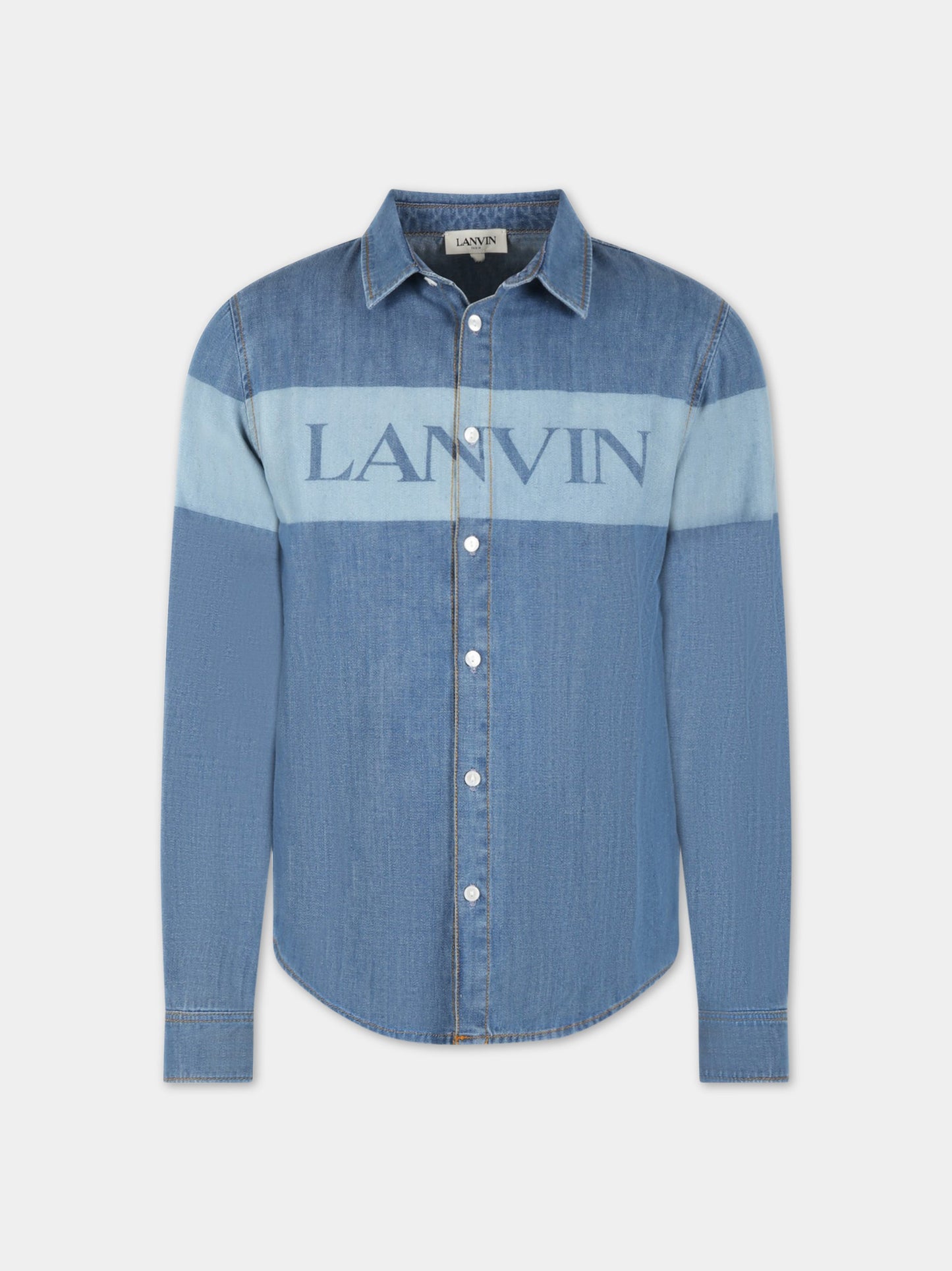 Camicia celeste per bambino con logo,Lanvin Petite,N25118 Z10