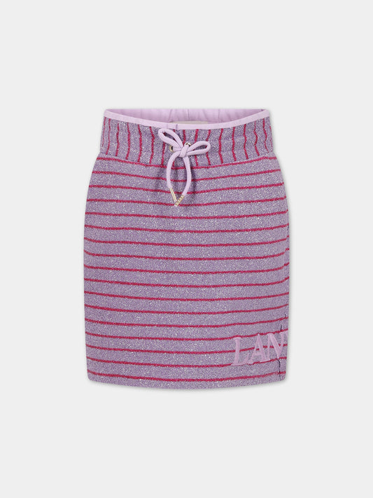 Gonna viola per bambina con logo,Lanvin Petite,N13022 933