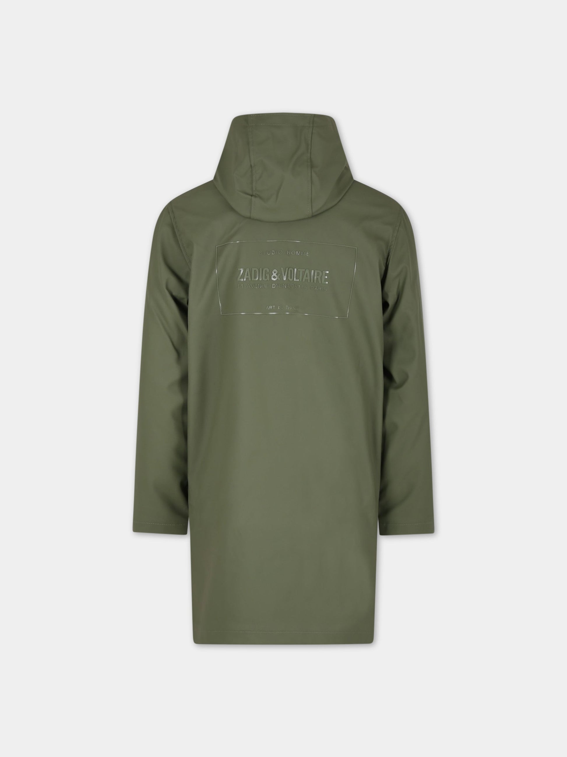 Cappotto con cappuccio verde per bambino,Zadig & Voltaire Kids,X26072 656