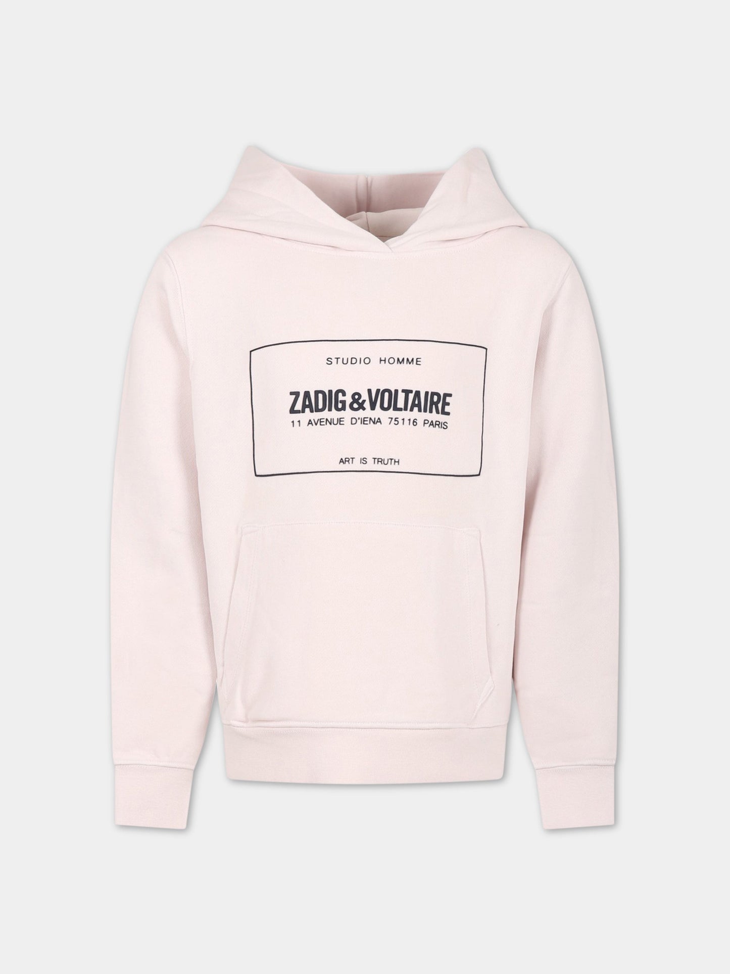 Felpa rosa con cappuccio per bambino,Zadig & Voltaire Kids,X25364 938