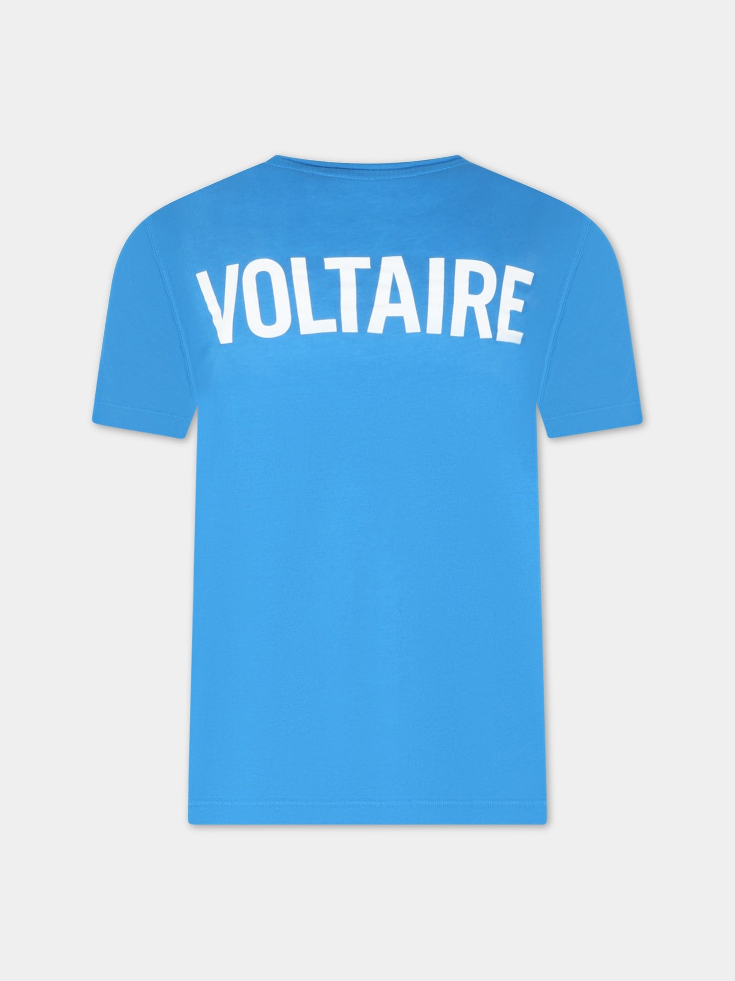 T-shirt azzurra per bambino con logo bianco,Zadig & Voltaire Kids,X25356 869