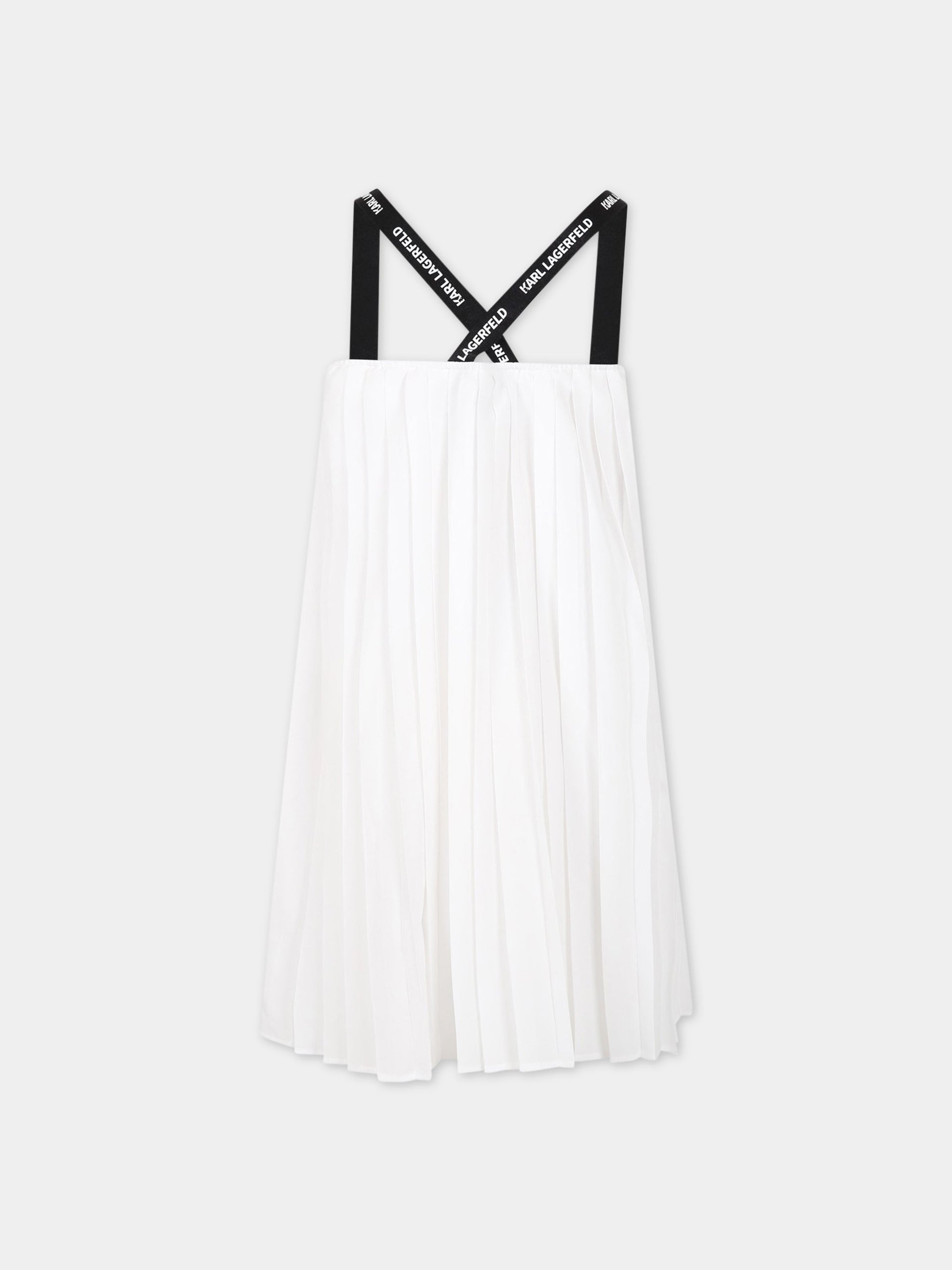 Vestito biancoper bambina con logo,Karl Lagerfeld Kids,Z12246 10P