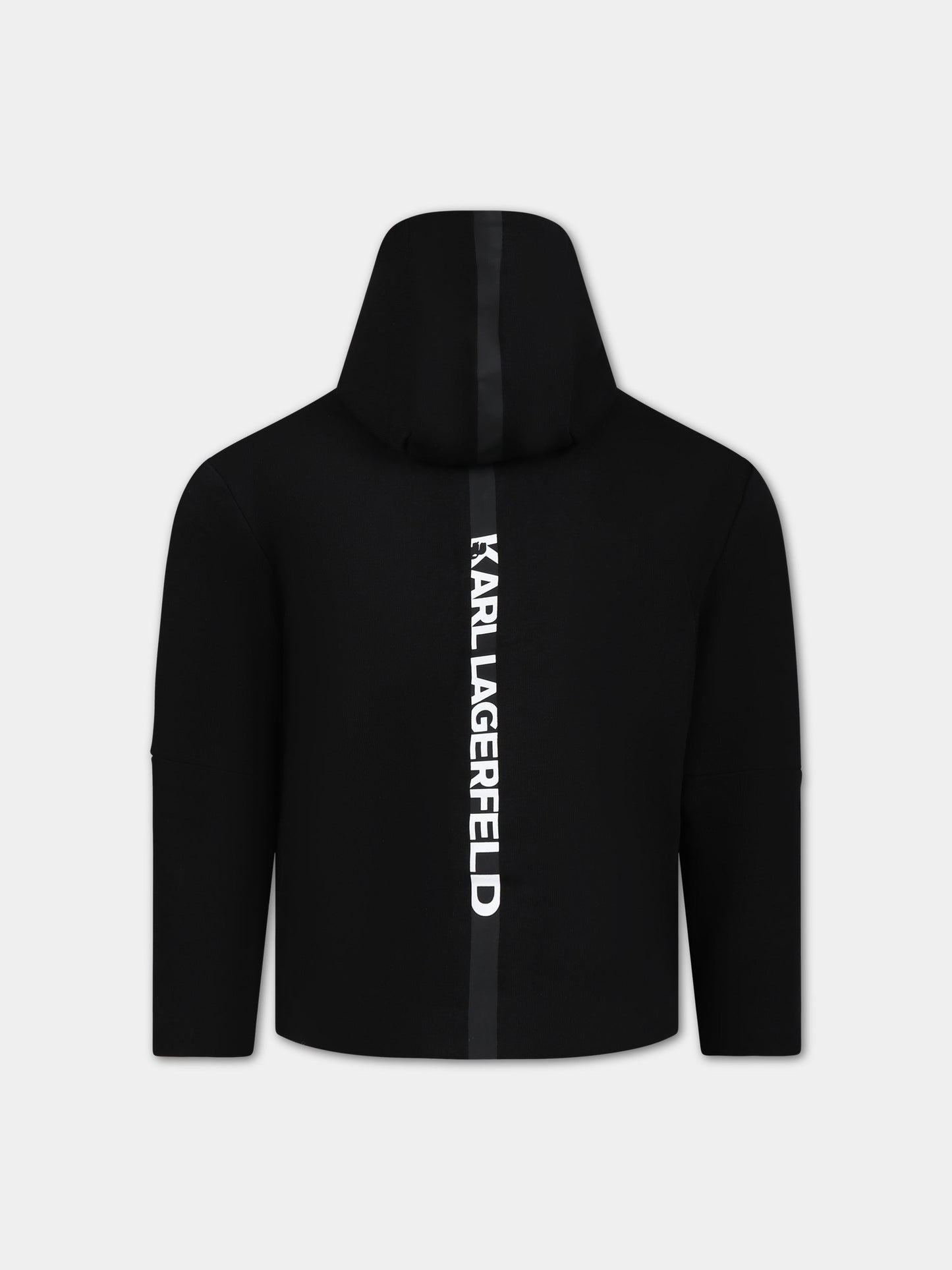 Felpa nera per bambino con stampa logo,Karl Lagerfeld Kids,Z25409 09B