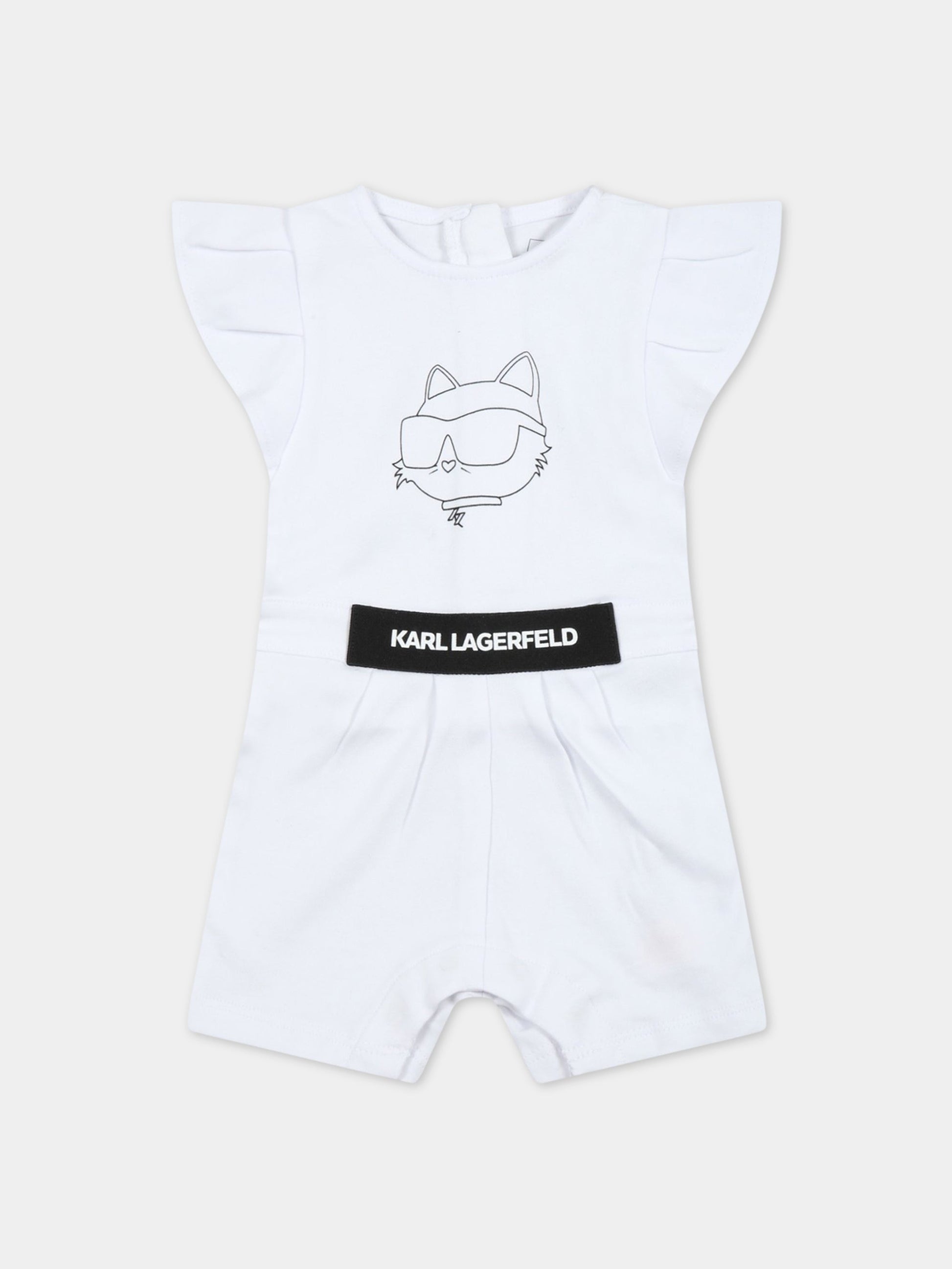 Pagliaccetto bianco per neonata con Choupette,Karl Lagerfeld Kids,Z94071 10P