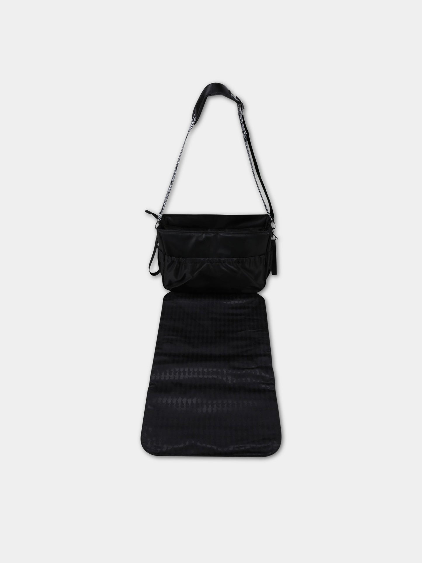 Borsa-mamma nera per neonata con Karl e Choupette,Karl Lagerfeld Kids,Z90045 09B