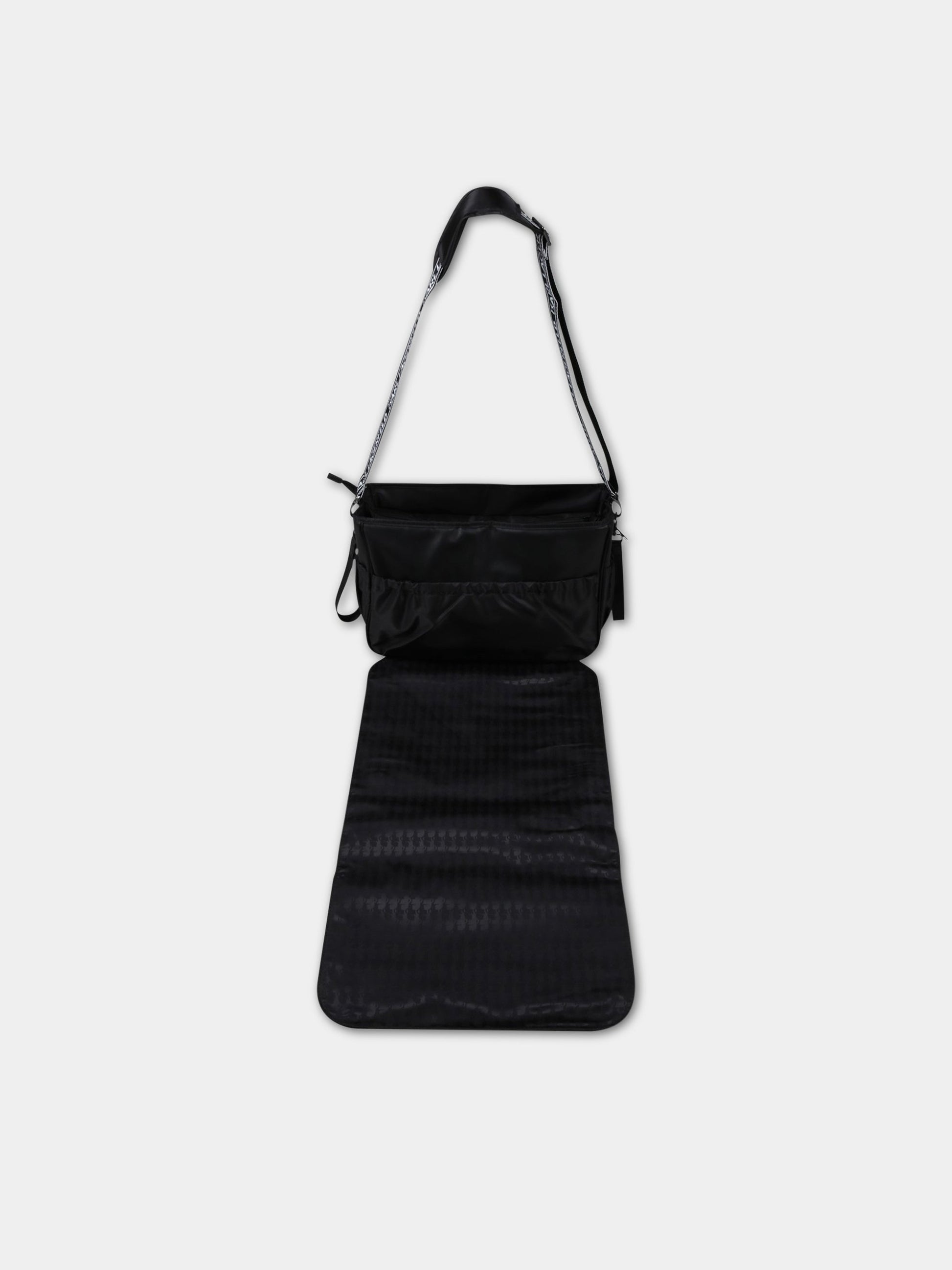 Borsa-mamma nera per neonata con Karl e Choupette,Karl Lagerfeld Kids,Z90045 09B