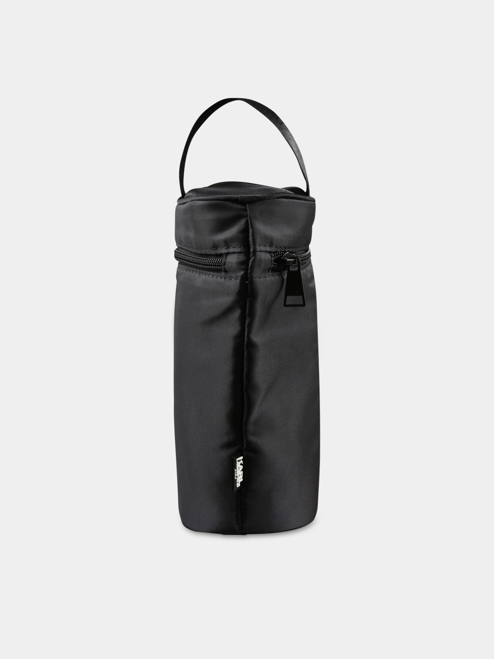 Borsa-mamma nera per neonata con Karl e Choupette,Karl Lagerfeld Kids,Z90045 09B