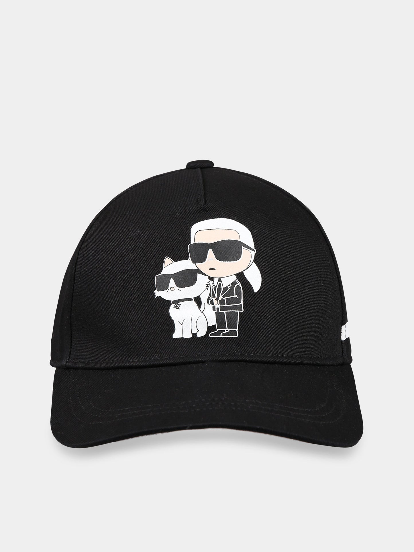 Cappello nero per bambini con stampa Karl Largerfeld, gatto e logo,Karl Lagerfeld Kids,Z11054 09B