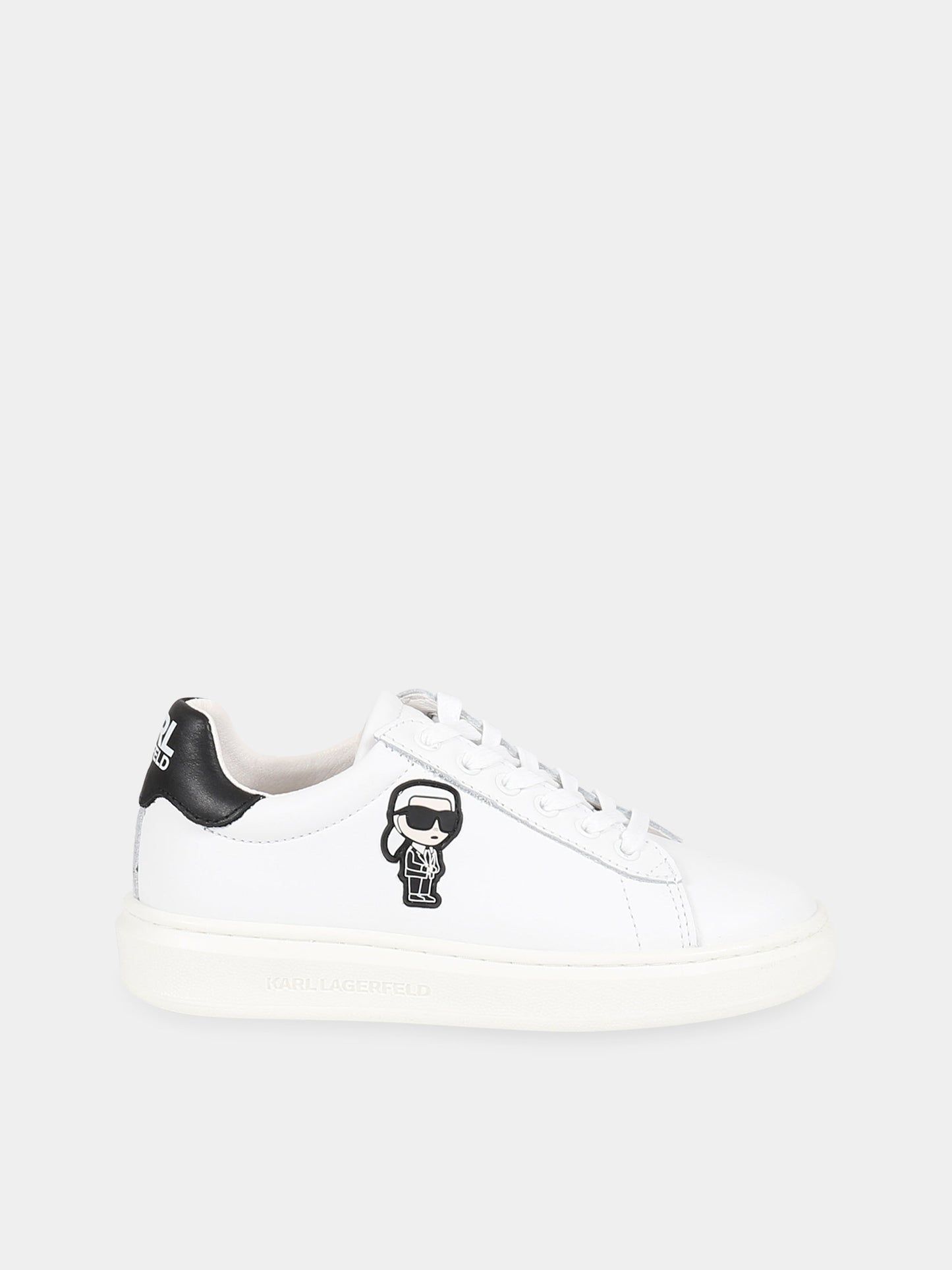 Sneakers bianco per bambini con patch Karl Lagerfeld e logo,Karl Lagerfeld Kids,Z29059 10B