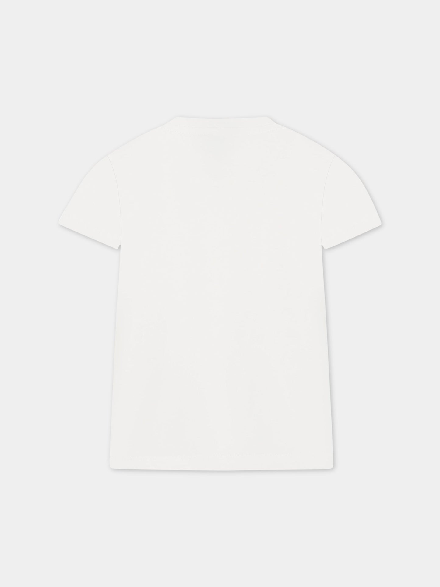 T-shirt bianco per bambina con stampa,Le Petit Coco,LFTS042 JE138 0022