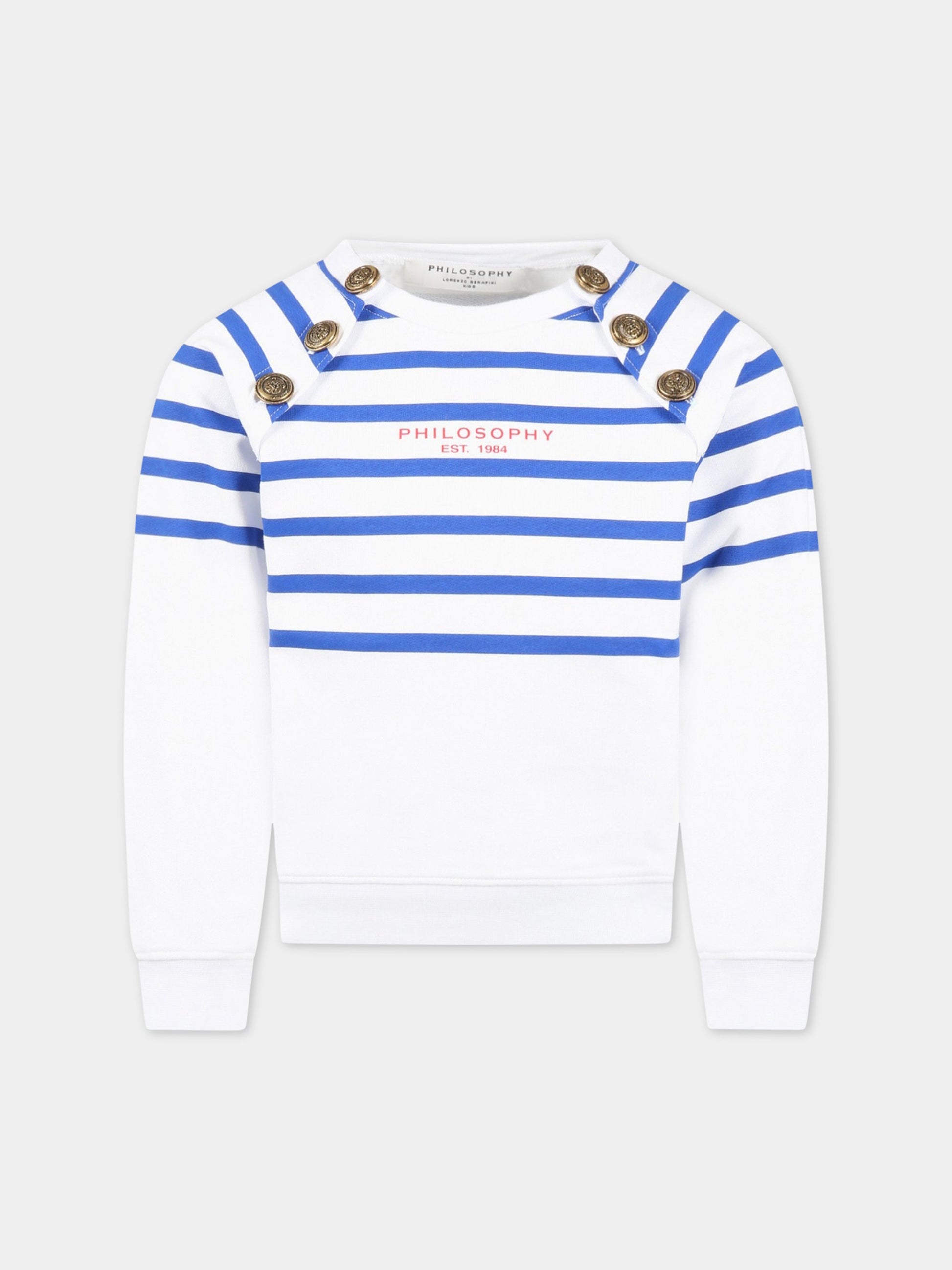 Felpa bianca per bambina con logo,Philosophy,PJFE124 FE144 B010