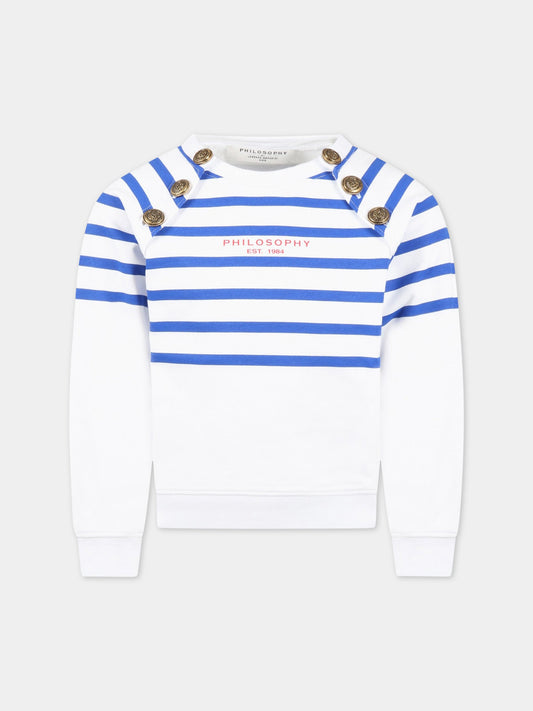 Felpa bianca per bambina con logo,Philosophy,PJFE124 FE144 B010