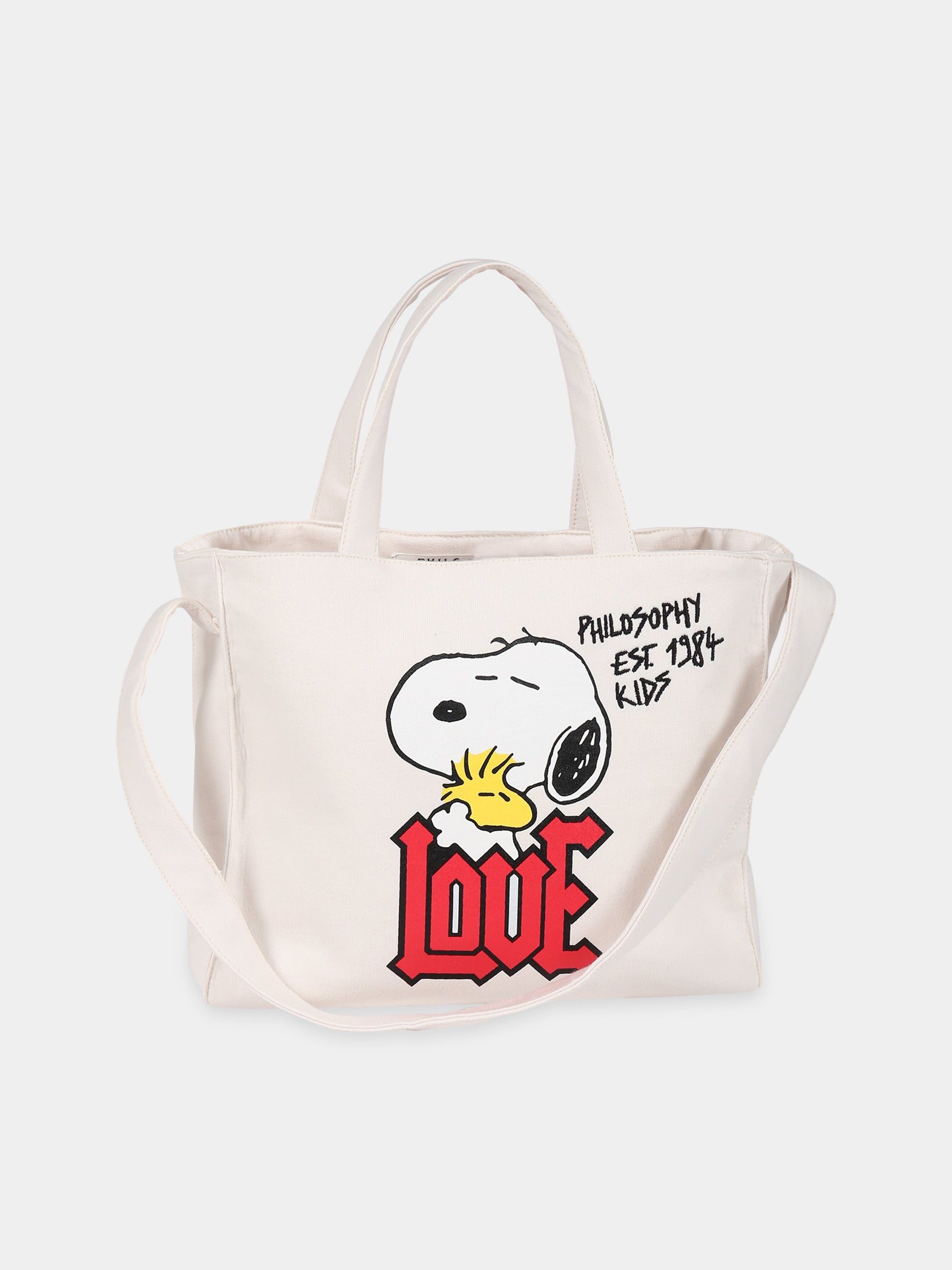Borsa bianca per bambina con stampa e logo,Philosophy,PJBO30 FE144 0025