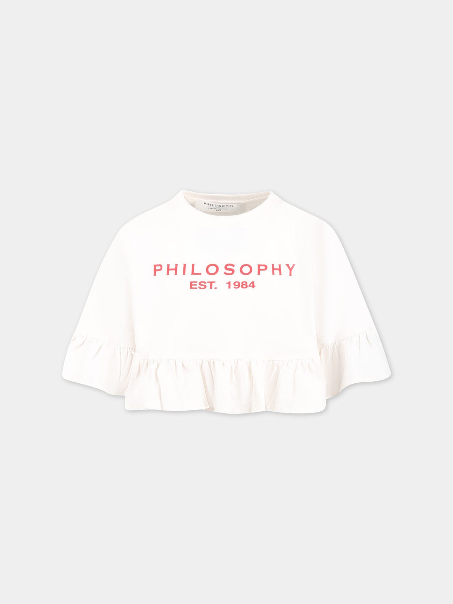 T-shirt bianca  per bambina con dettaglio logo,Philosophy,PJTS129 JE138 0018