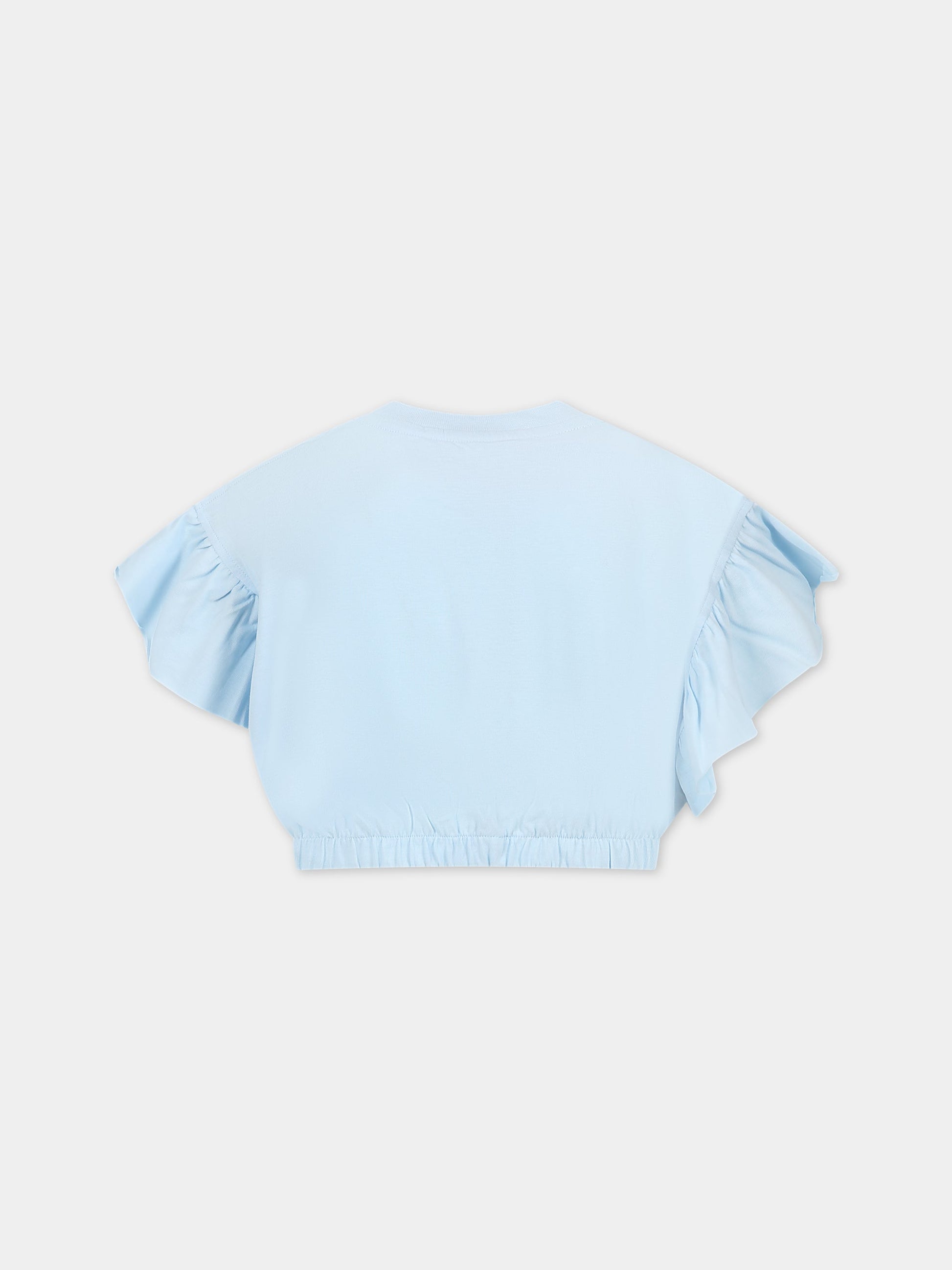 T-shirt celeste per bambina con logo,Philosophy,PJTS125 JE138 9018