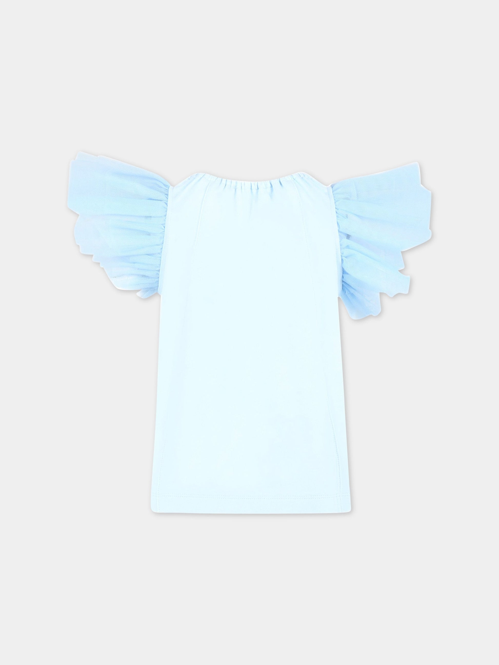 Felpa celeste per bambina con tulle,Philosophy,PJFE128 FE144 9012