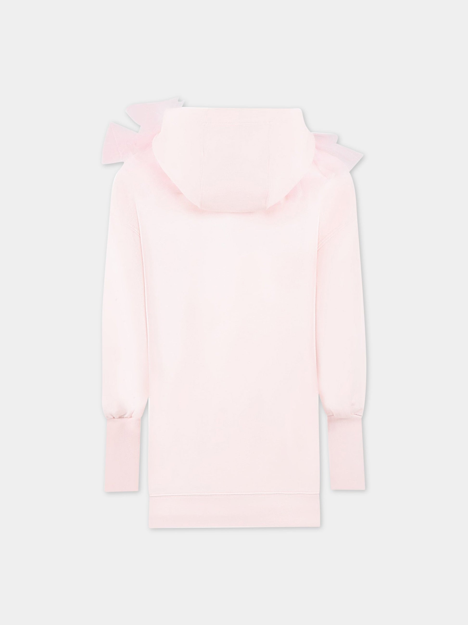 Vestito rosa per bambina con dettagli in tulle e logo,Philosophy,PJAB252 FE144 C012