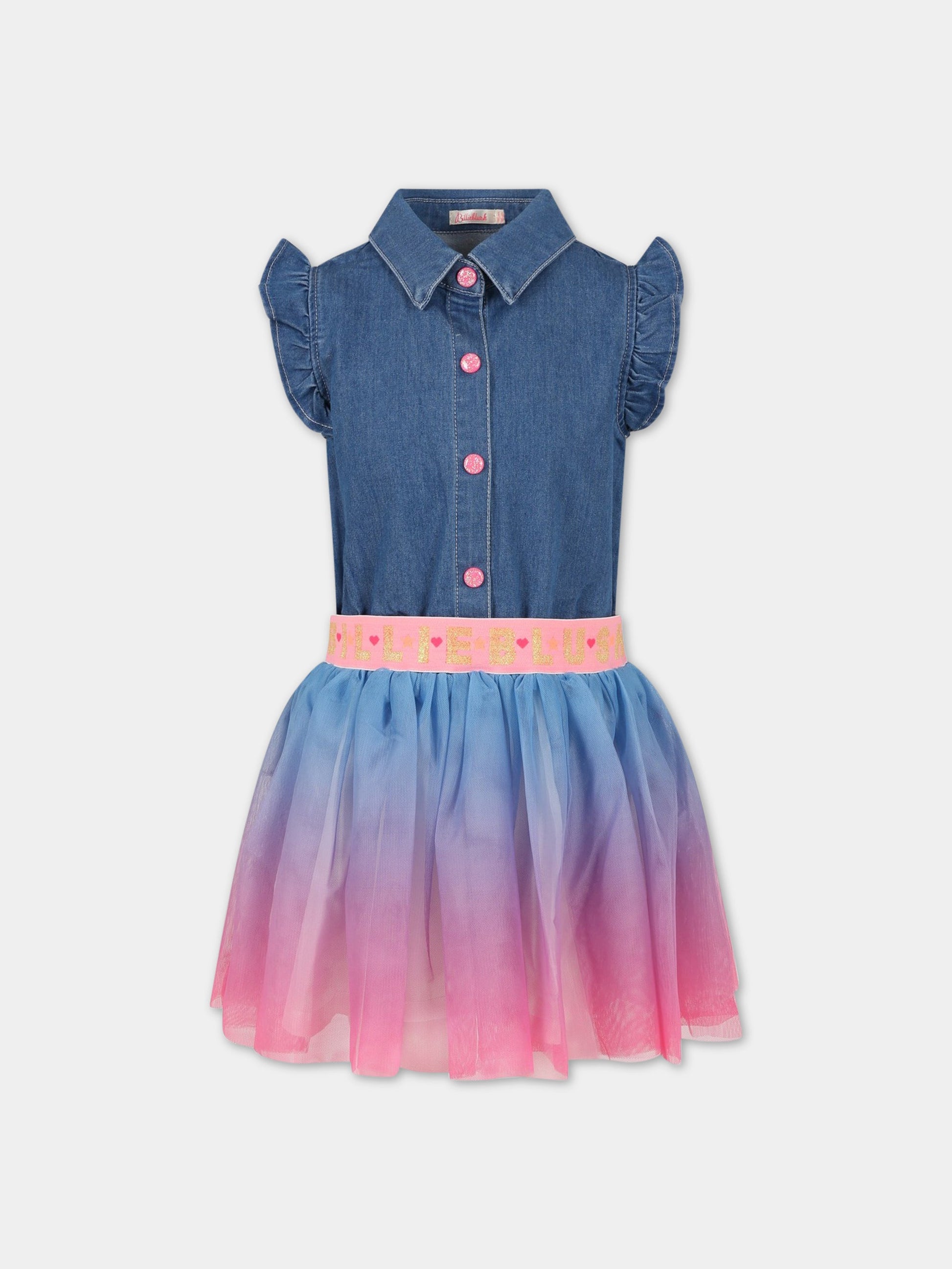 Vestito multicolor per bambina con banda logata,Billieblush,U12821 Z18