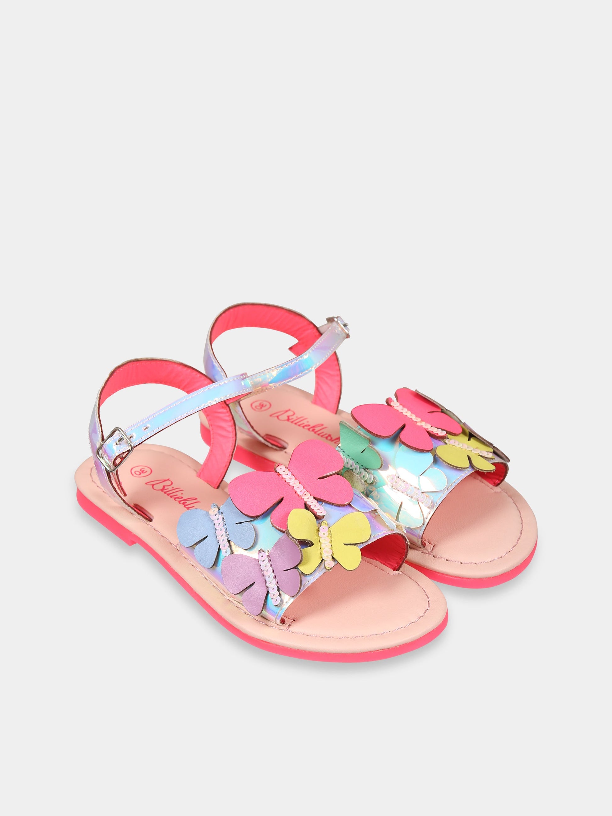Sandali multicolor per bambina con farfalle,Billieblush,U19349 Z41