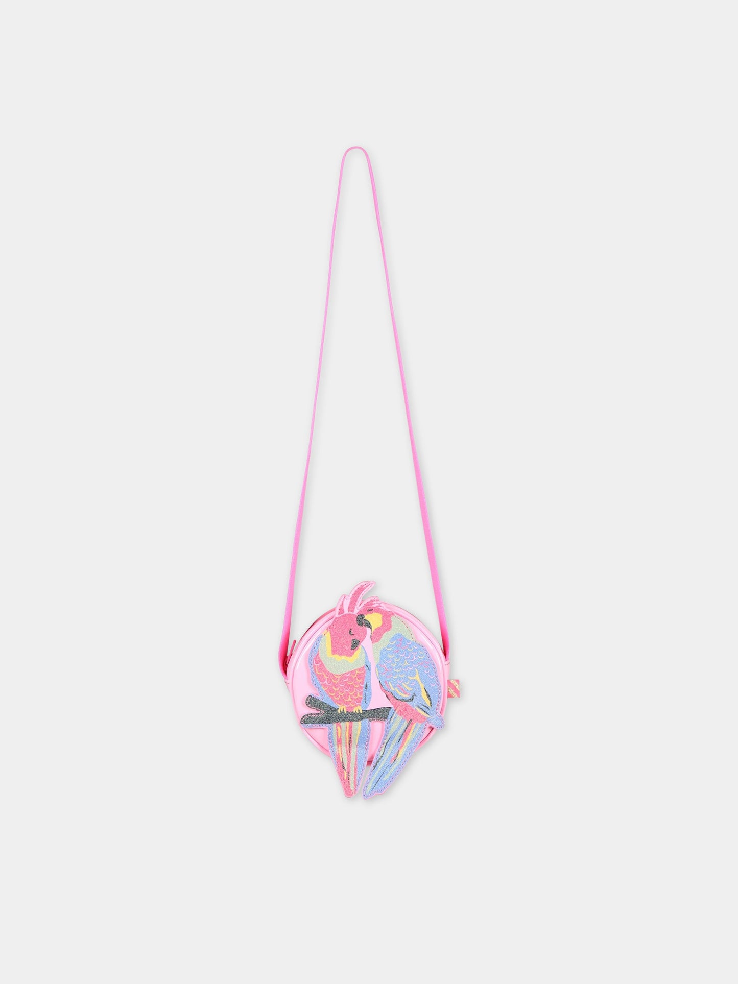 Borsa rosa per bambina con pappagalli e logo,Billieblush,U10532 462