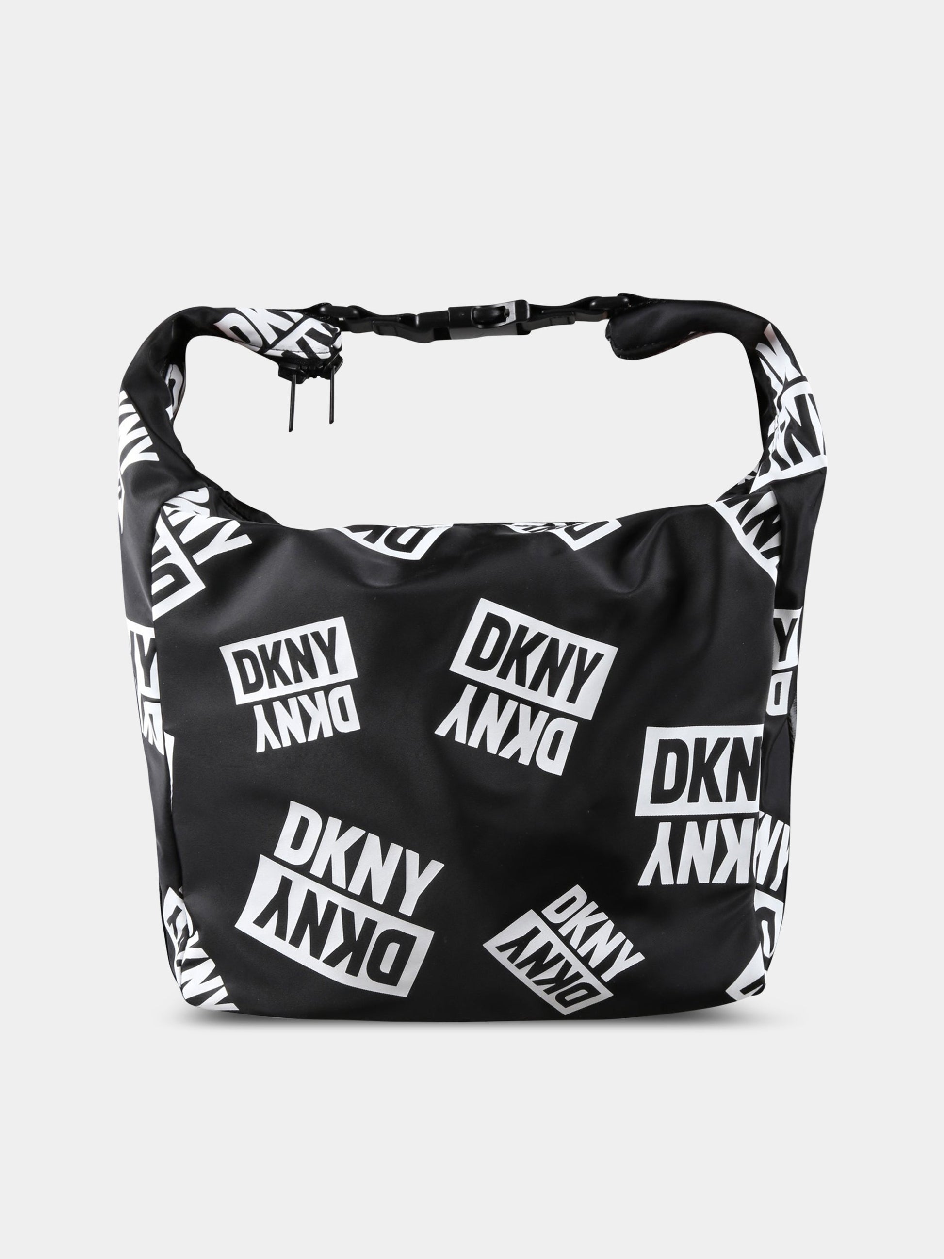 Borsa nera per bambina con logo bianco,Dkny,D30563 M41