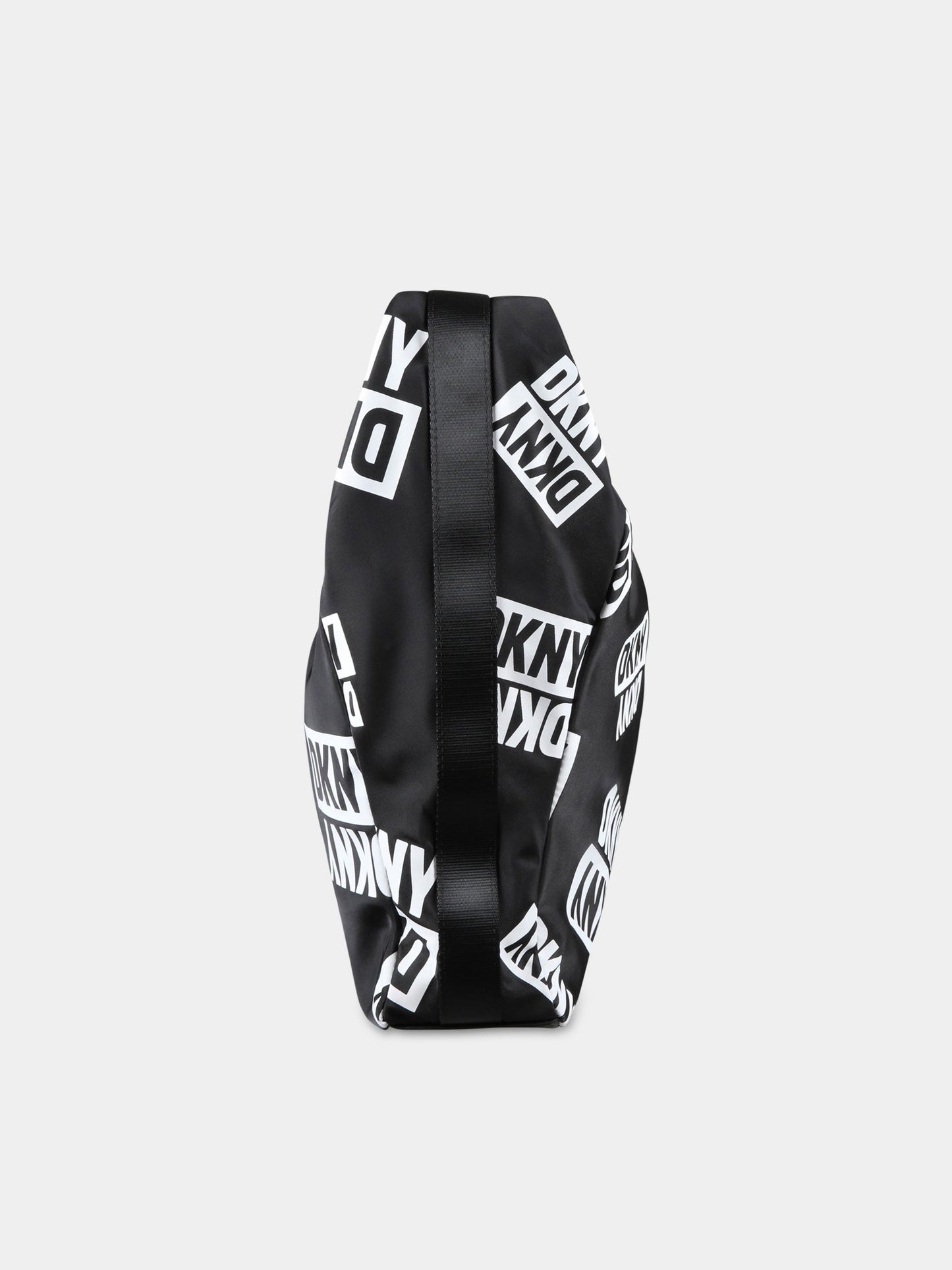 Borsa nera per bambina con logo bianco,Dkny,D30563 M41