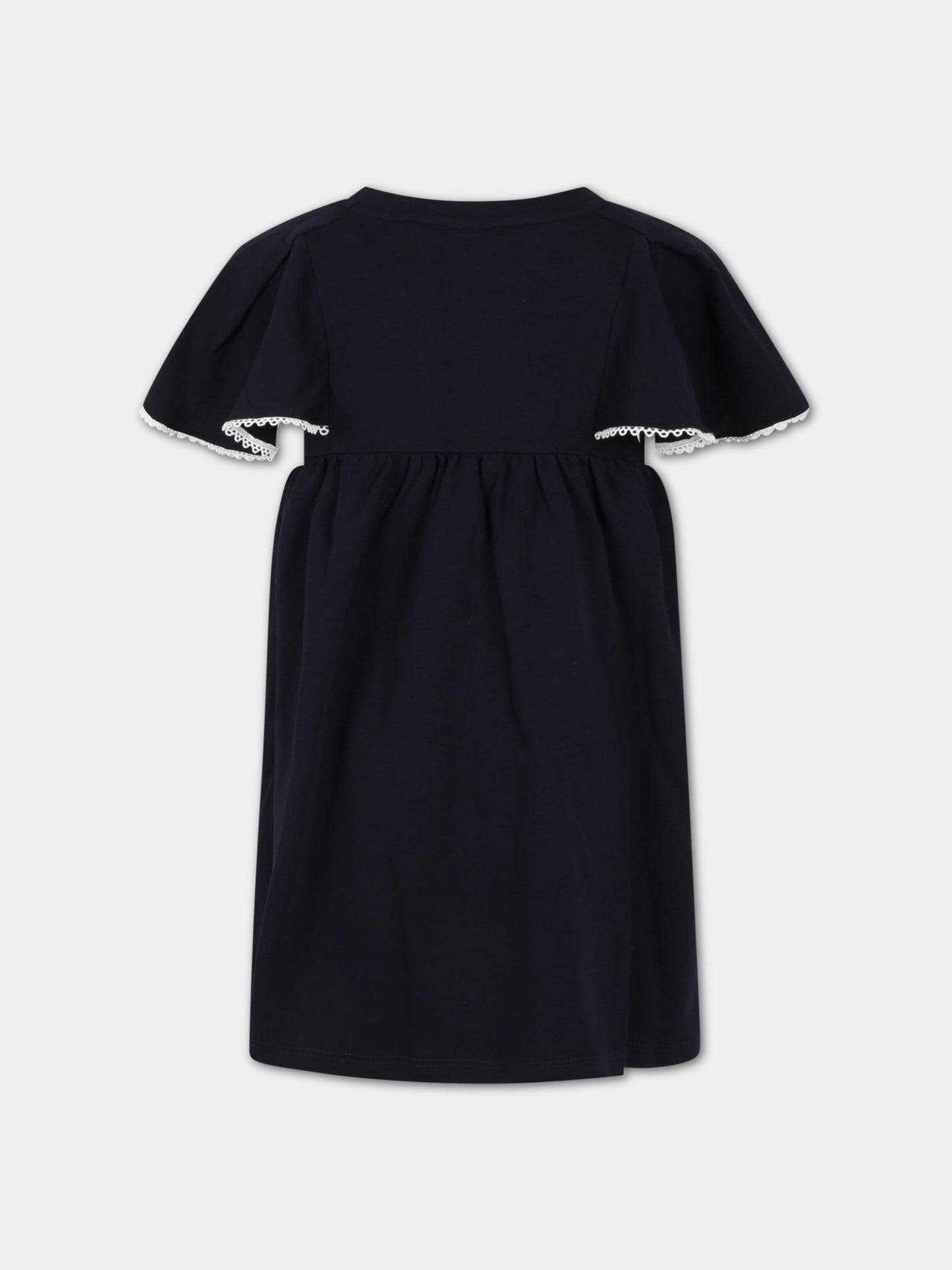 Vestito blu per bambina con logo,Chloé Kids,C12926 859