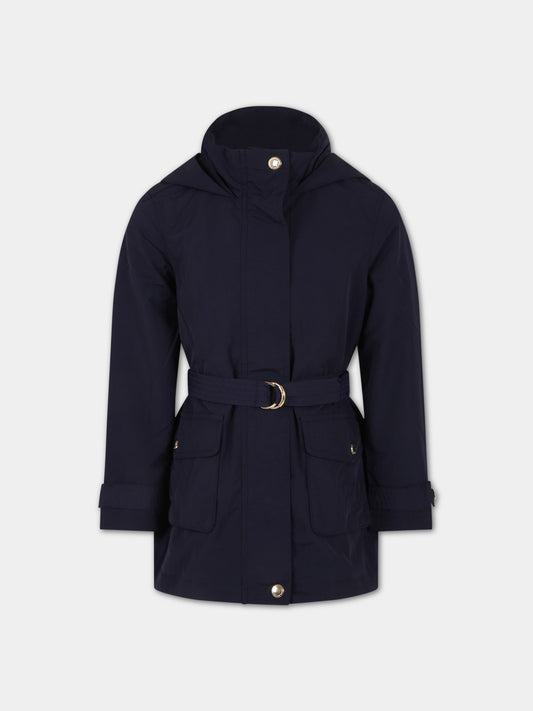 Parka blu per bambina con logo,Chloé Kids,C16433 859