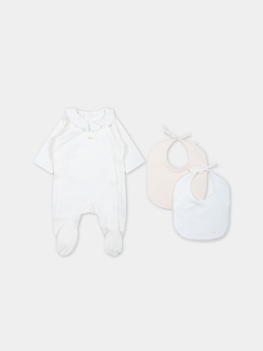 Set bianco per neonata con logo,Chloé Kids,C97303 117