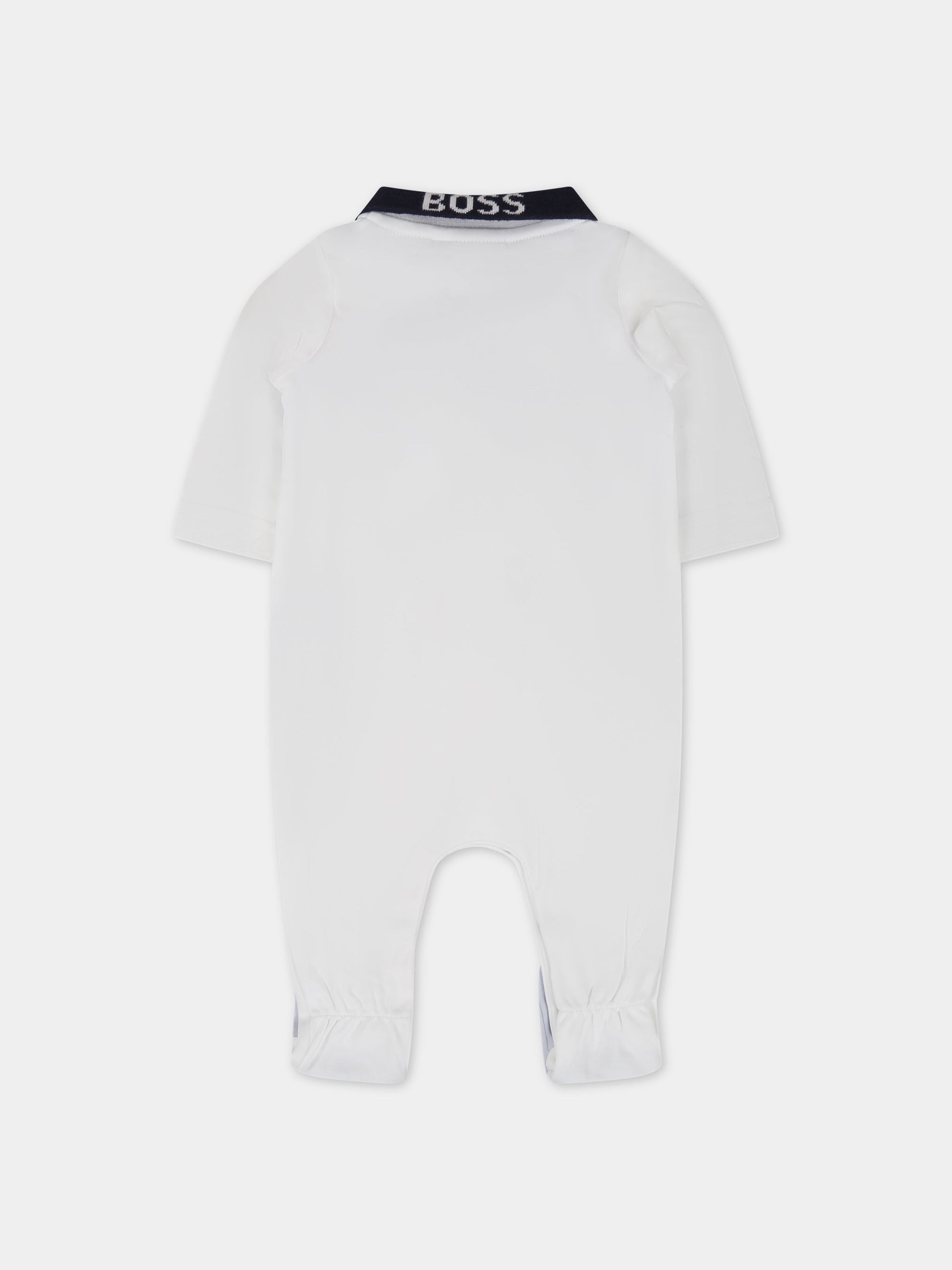 Pagliaccetto bianco per neonato con logo,Boss,J97203 10P