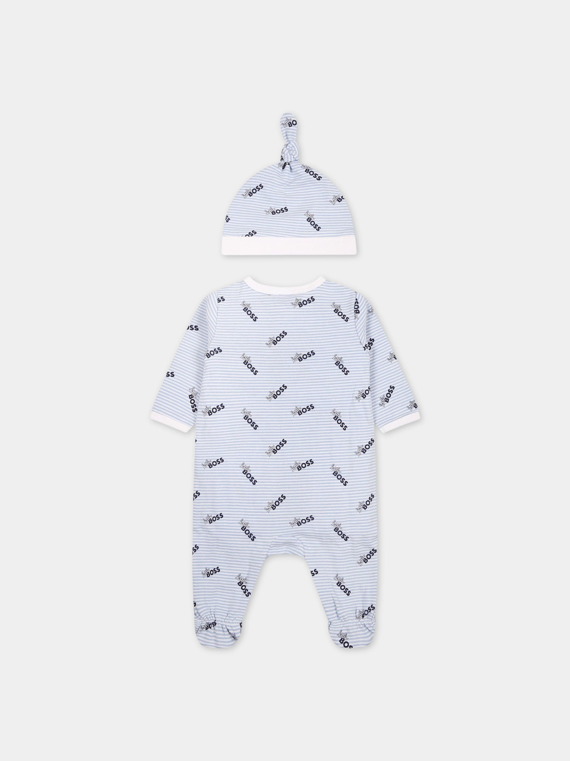 Set celeste per neonato con scritta  little Boss ,Boss,J98406 77A