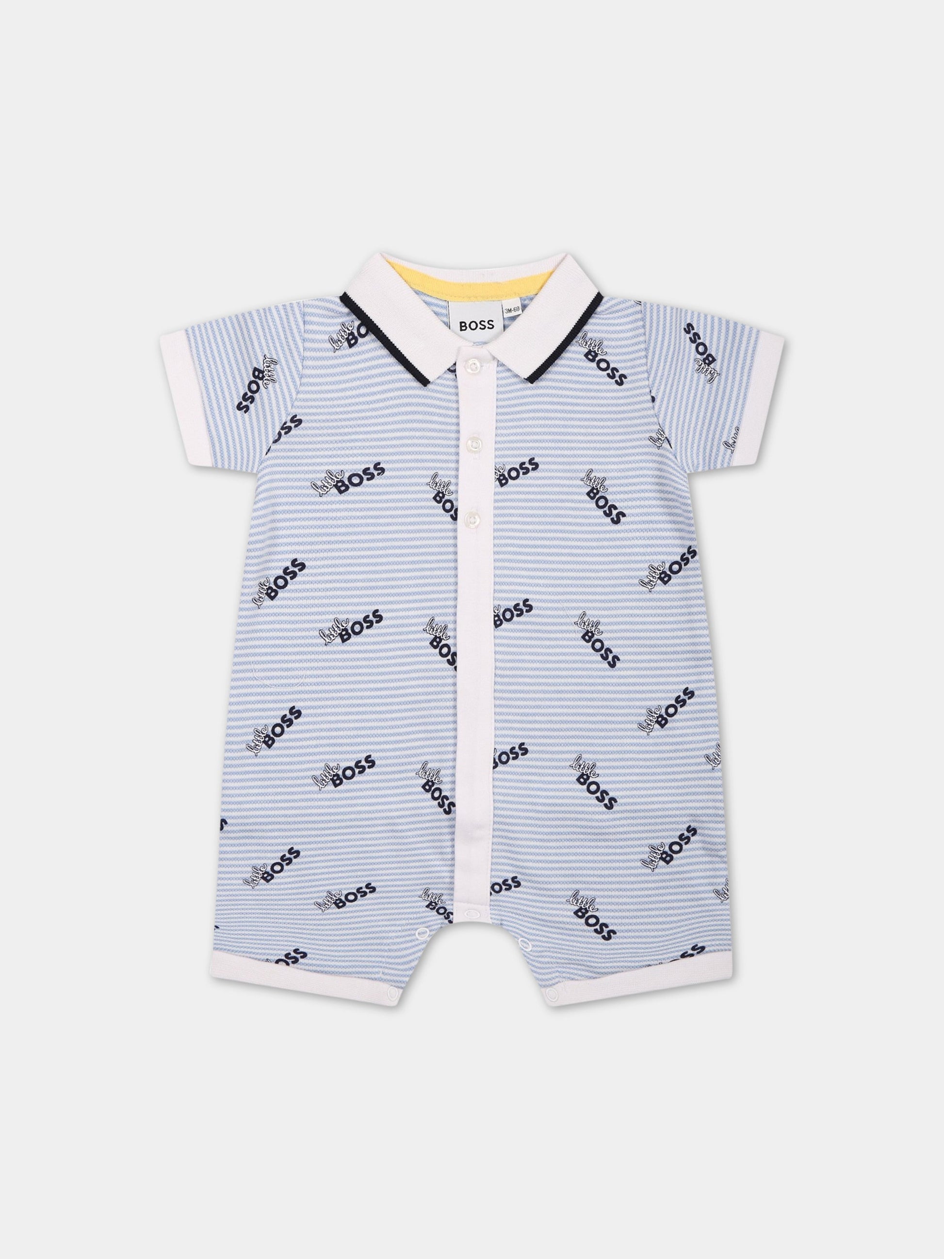 Pagliaccetto celeste per neonato con scritta  little Boss ,Boss,J94341 77A