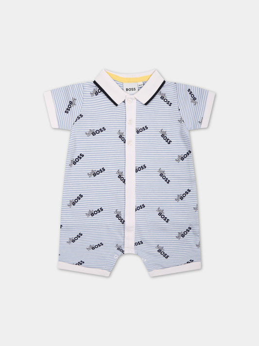 Pagliaccetto celeste per neonato con scritta  little Boss ,Boss,J94341 77A