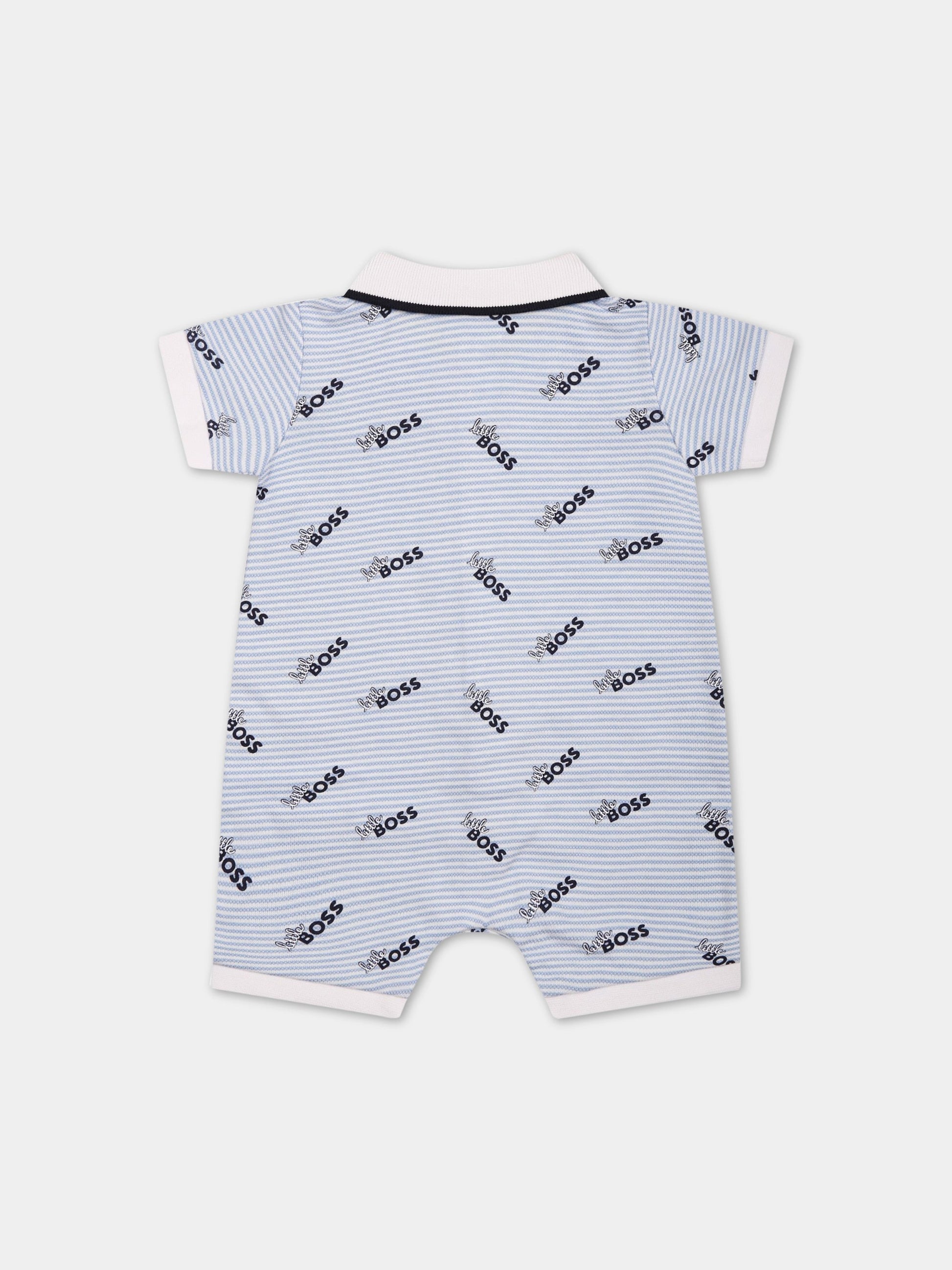 Pagliaccetto celeste per neonato con scritta  little Boss ,Boss,J94341 77A