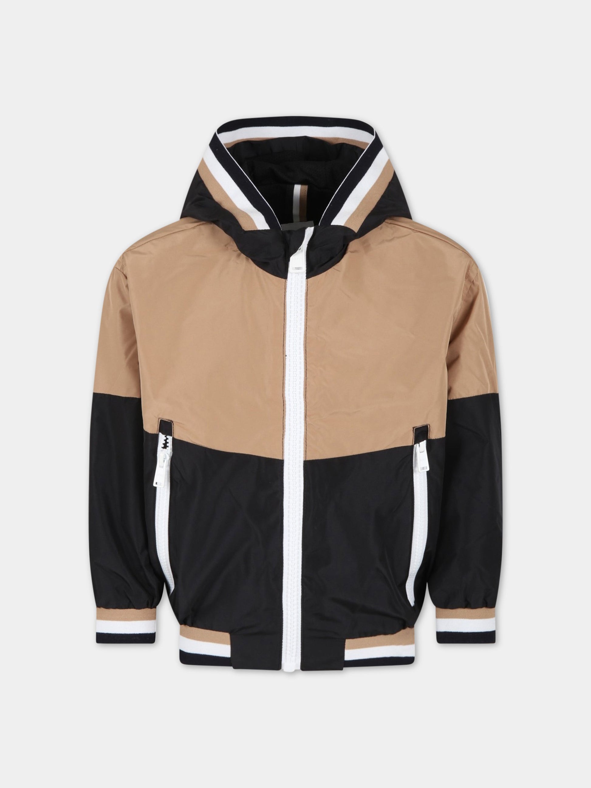 Giacca multicolor a vento per bambino con patch logato,Boss,J26497 09B