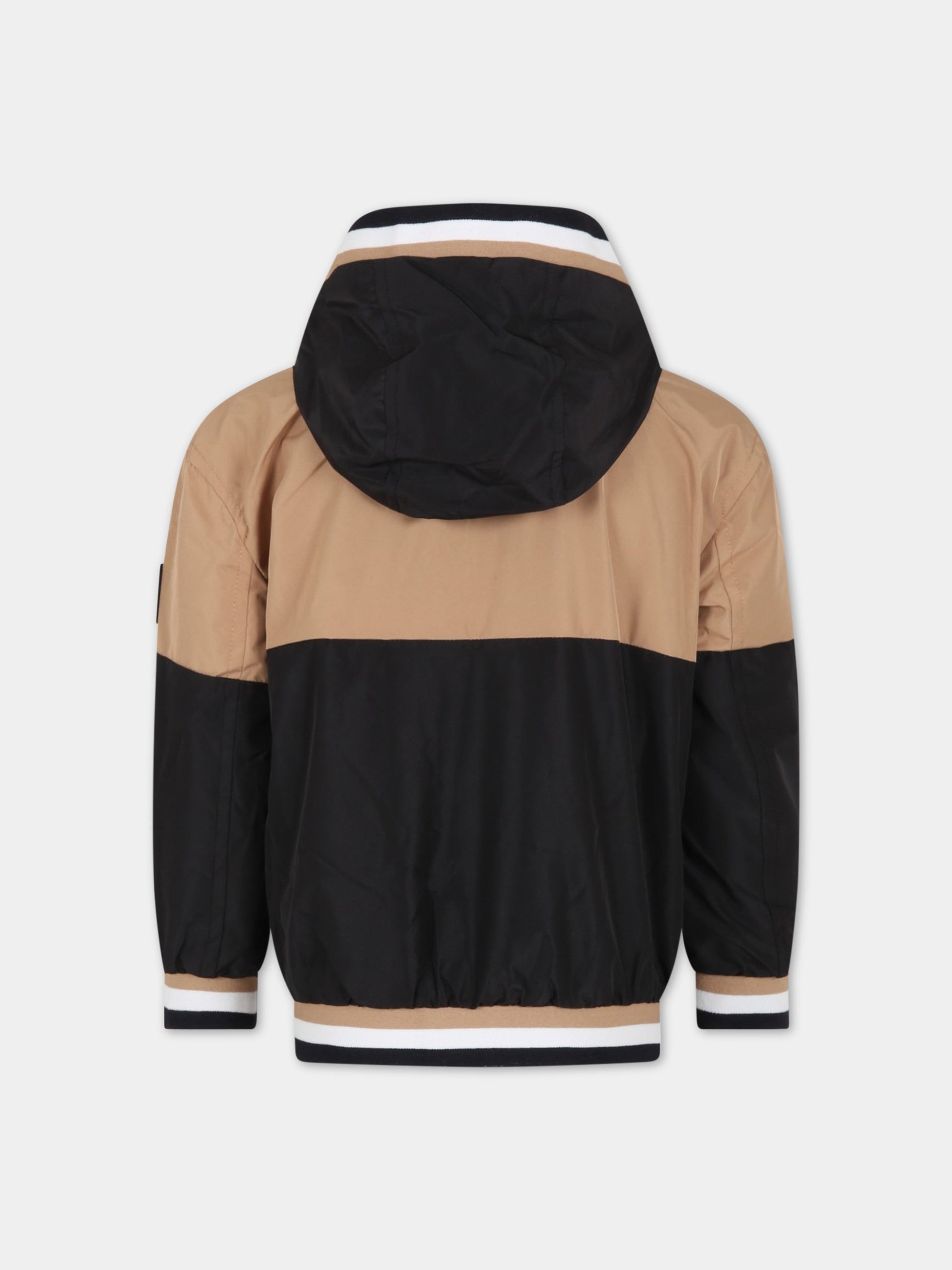 Giacca multicolor a vento per bambino con patch logato,Boss,J26497 09B