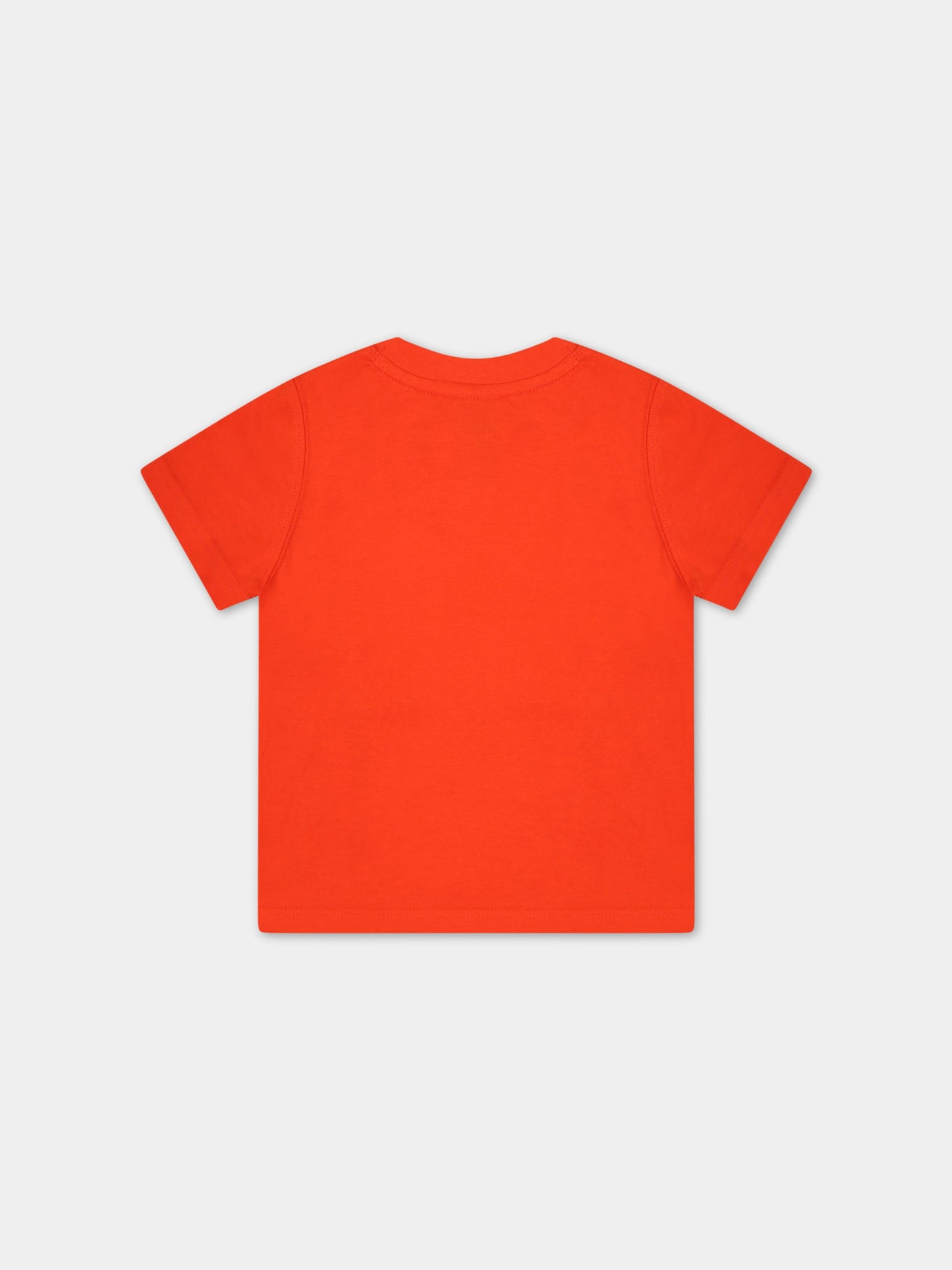 T-shirt arancione per neonato con logo bianco,Timberland,T05K87 40A