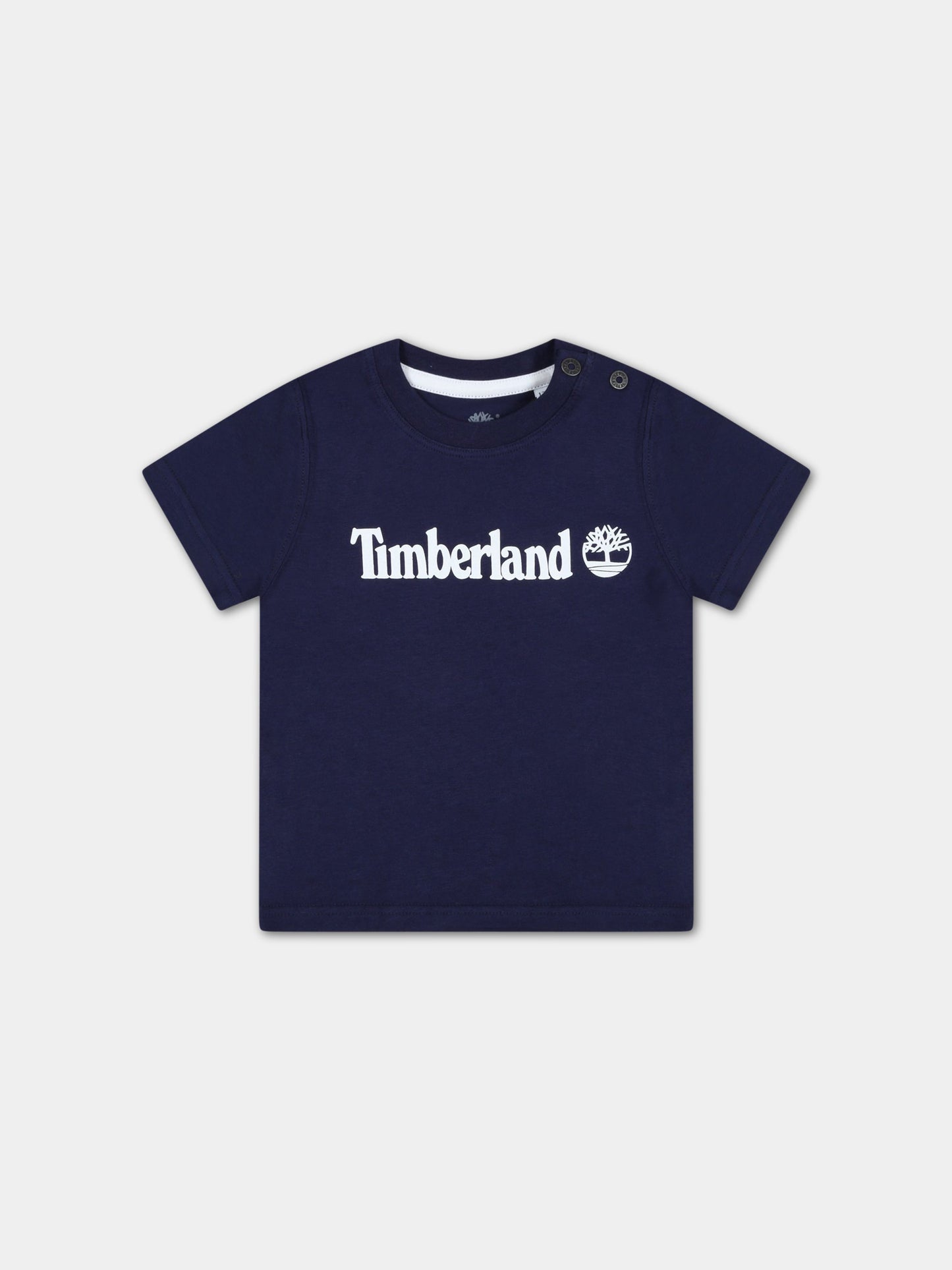 T-shirt blu per neonato con logo bianco,Timberland,T05K87 85T