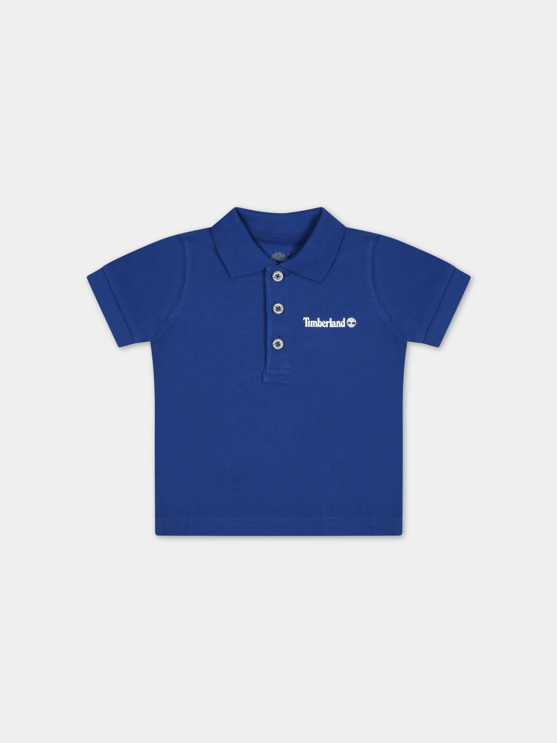 Polo blu per neonato con logo bianco,Timberland,T05K99 830