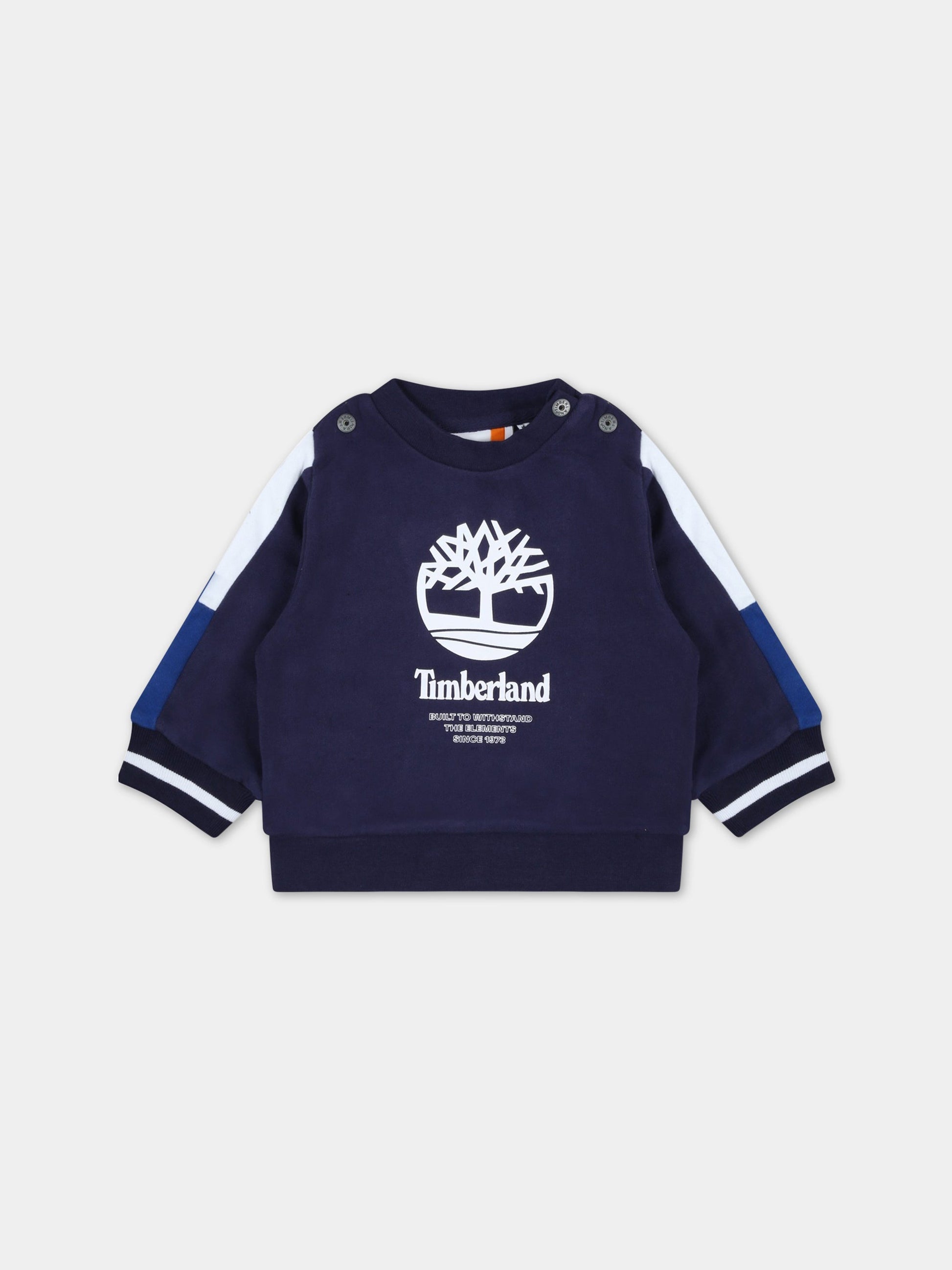 Felpa blu per neonato con logo bianco,Timberland,T05L05 85T