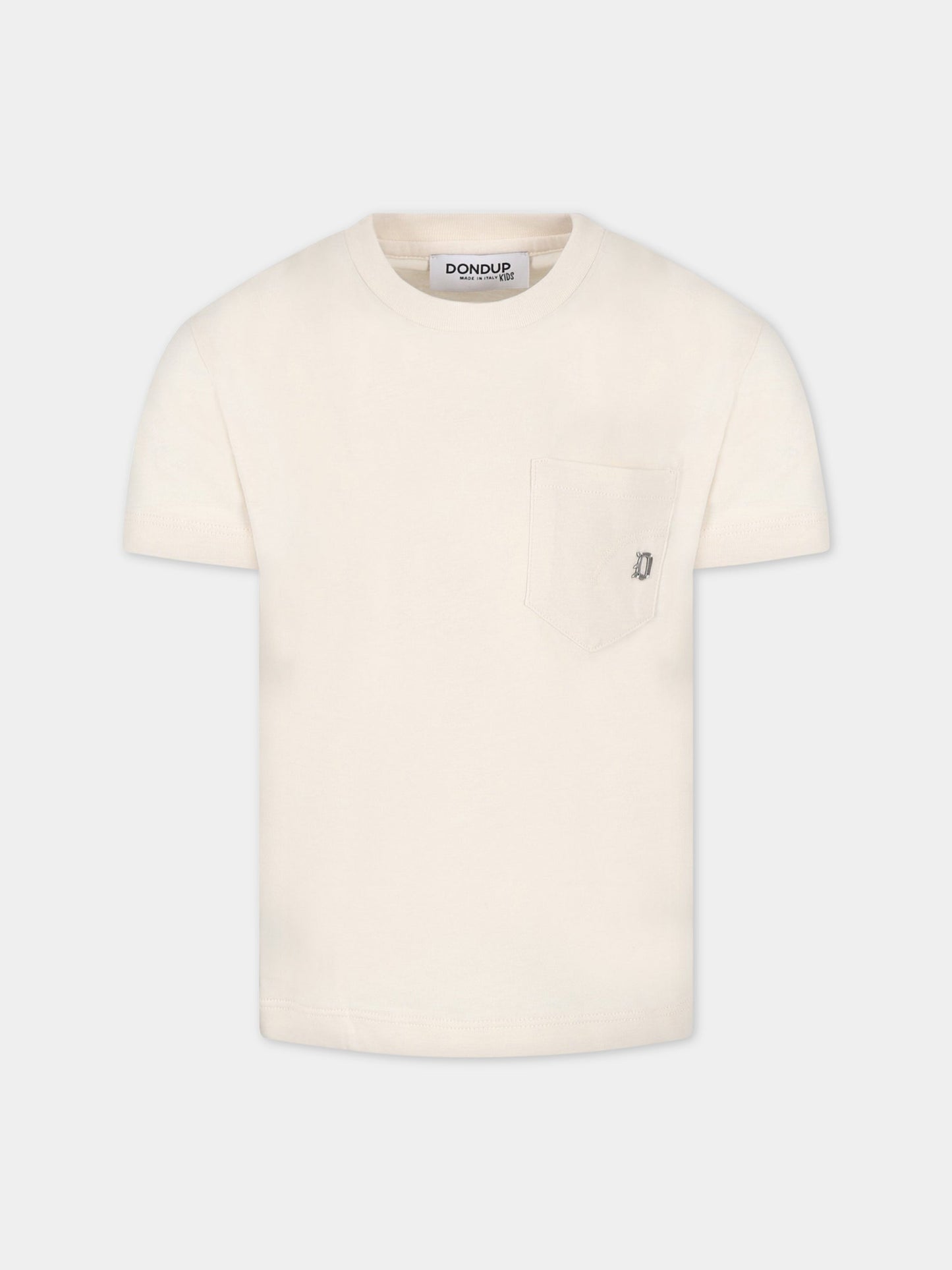 T-shirt avorio per bambino con logo,Dondup Kids,DMTS106C JF65 6007