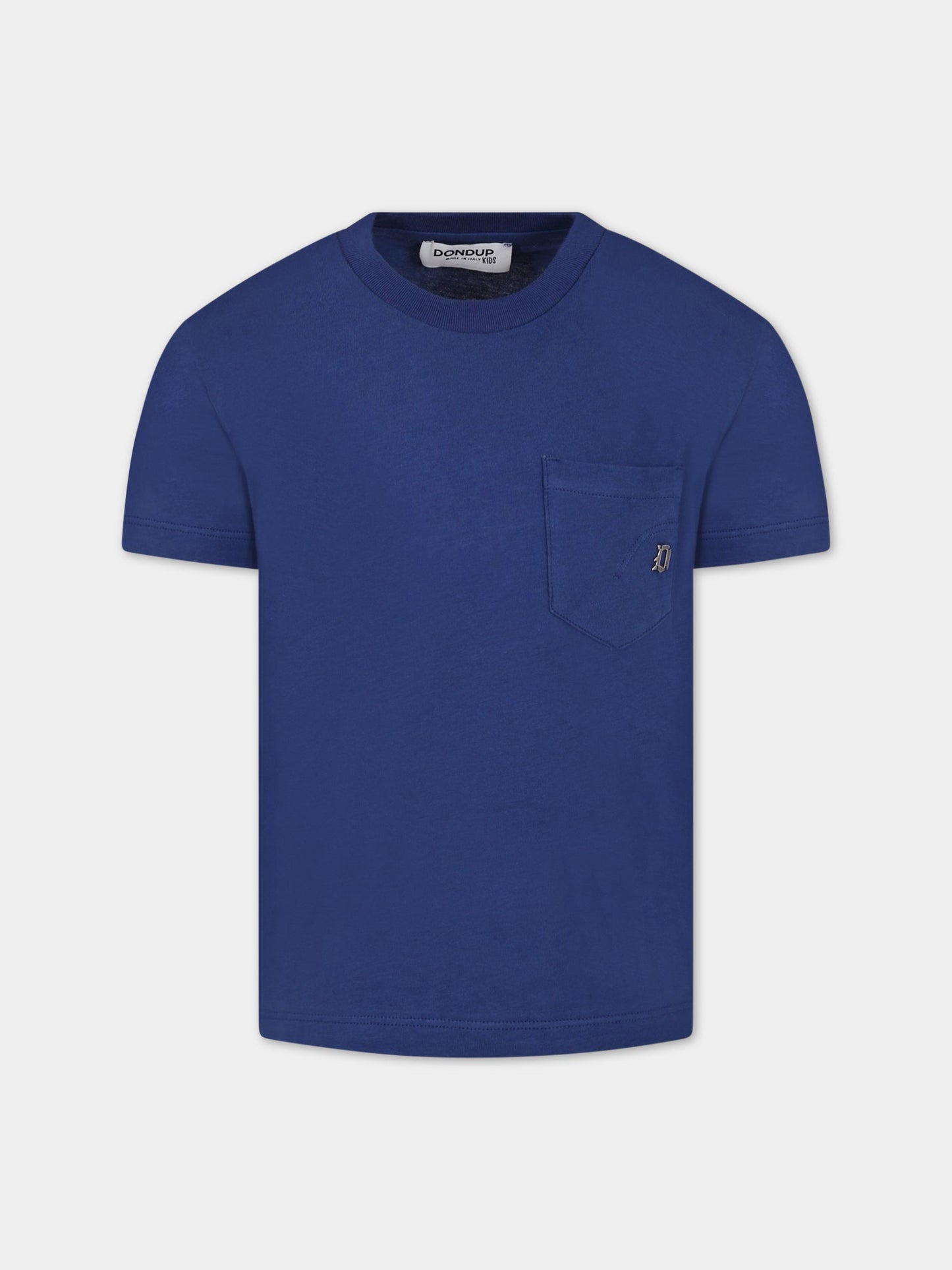T-shirt blu per bambino con logo,Dondup Kids,DMTS106C JF65 4005
