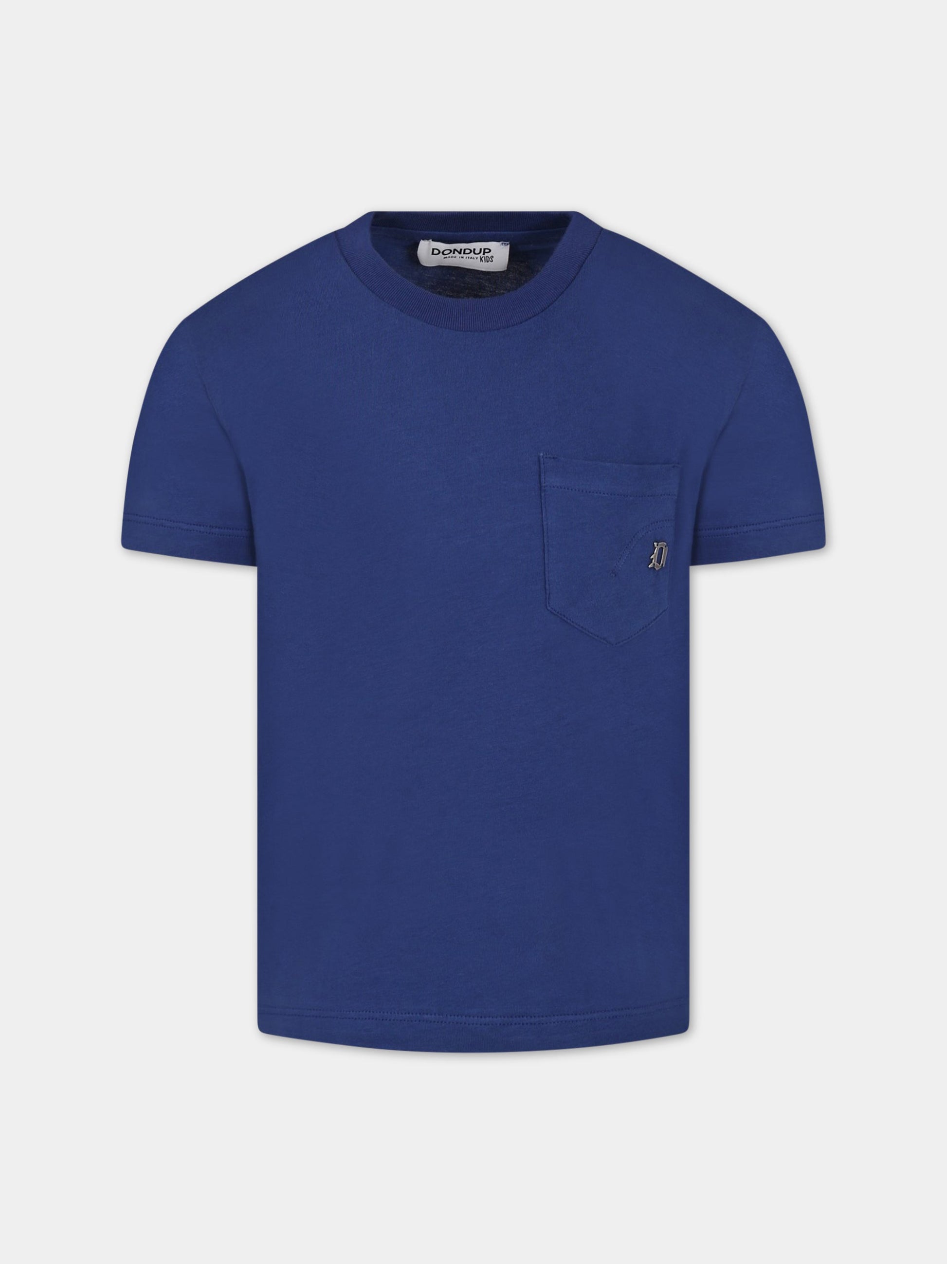 T-shirt blu per bambino con logo,Dondup Kids,DMTS106C JF65 4005