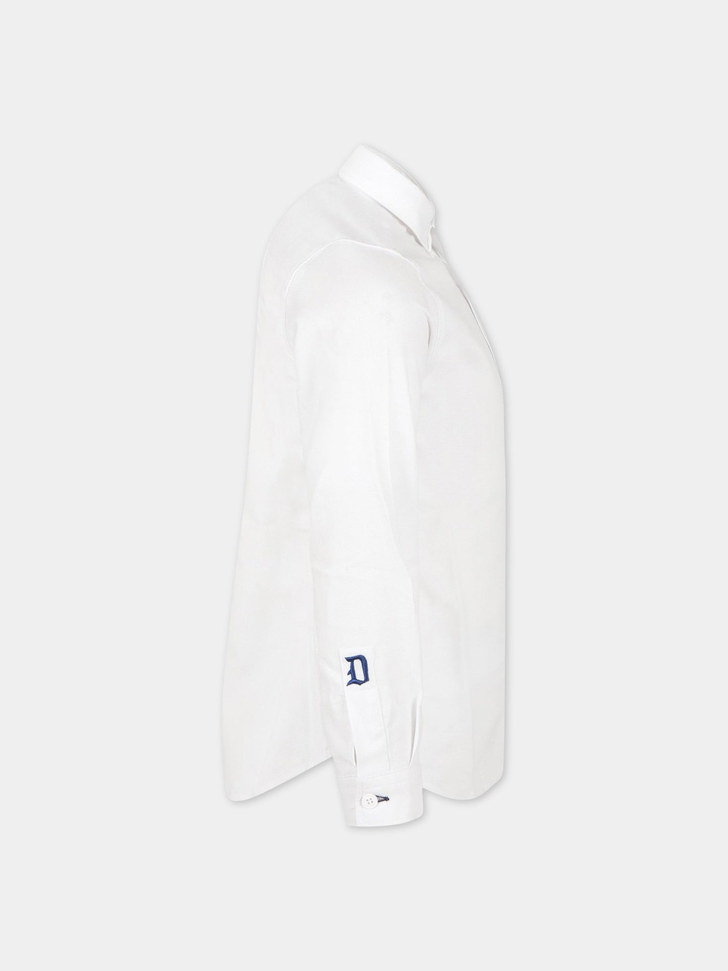 Camicia bianca per bambino con logo blu,Dondup Kids,DMCA84 CA203 B006