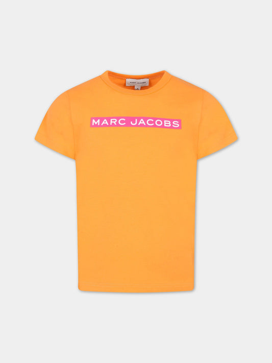 T-shirt arancione per bambina con logo,Little Marc Jacobs,W15651 42E