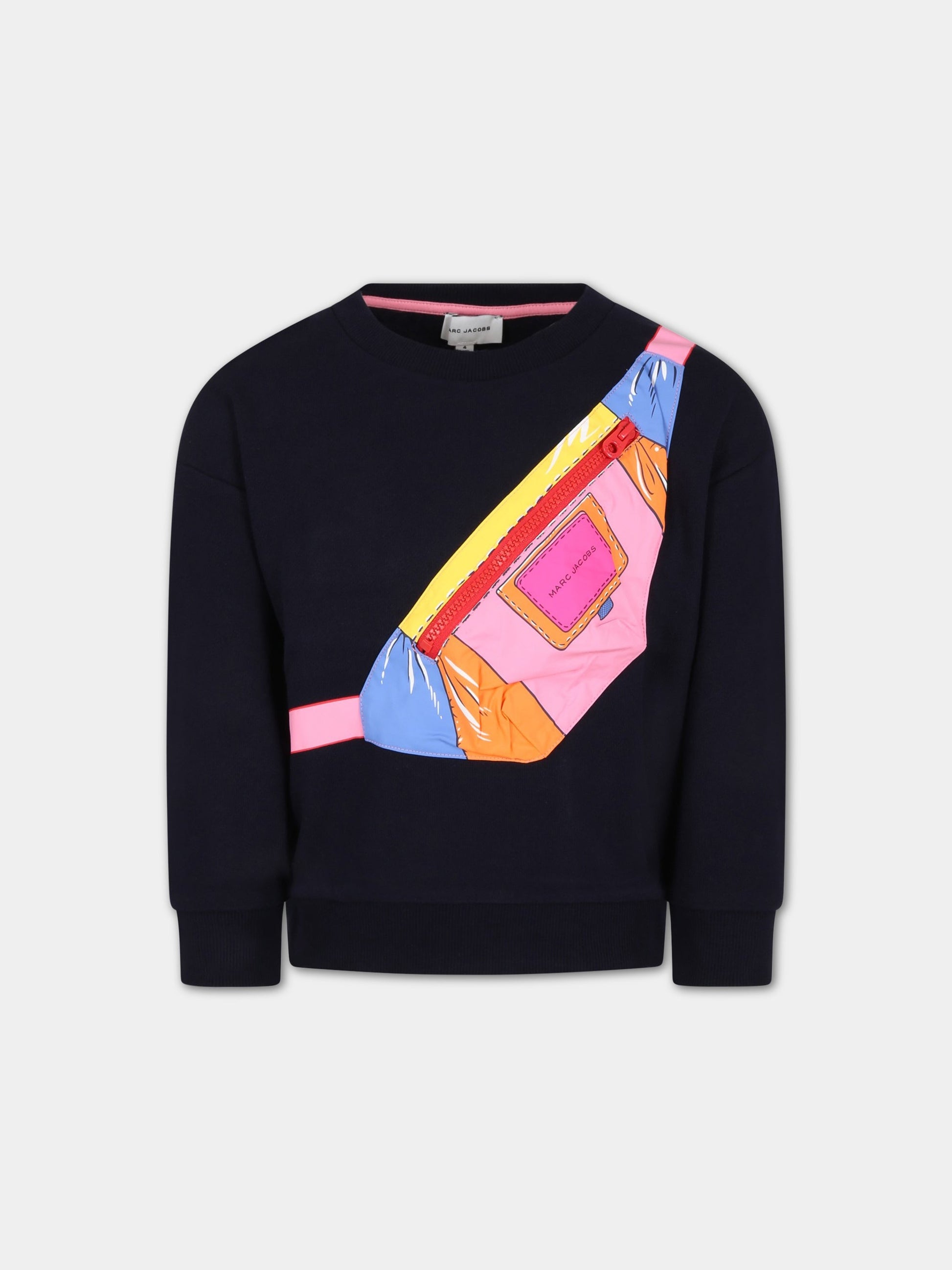 Felpa blu per bambina con logo,Little Marc Jacobs,W15664 84E